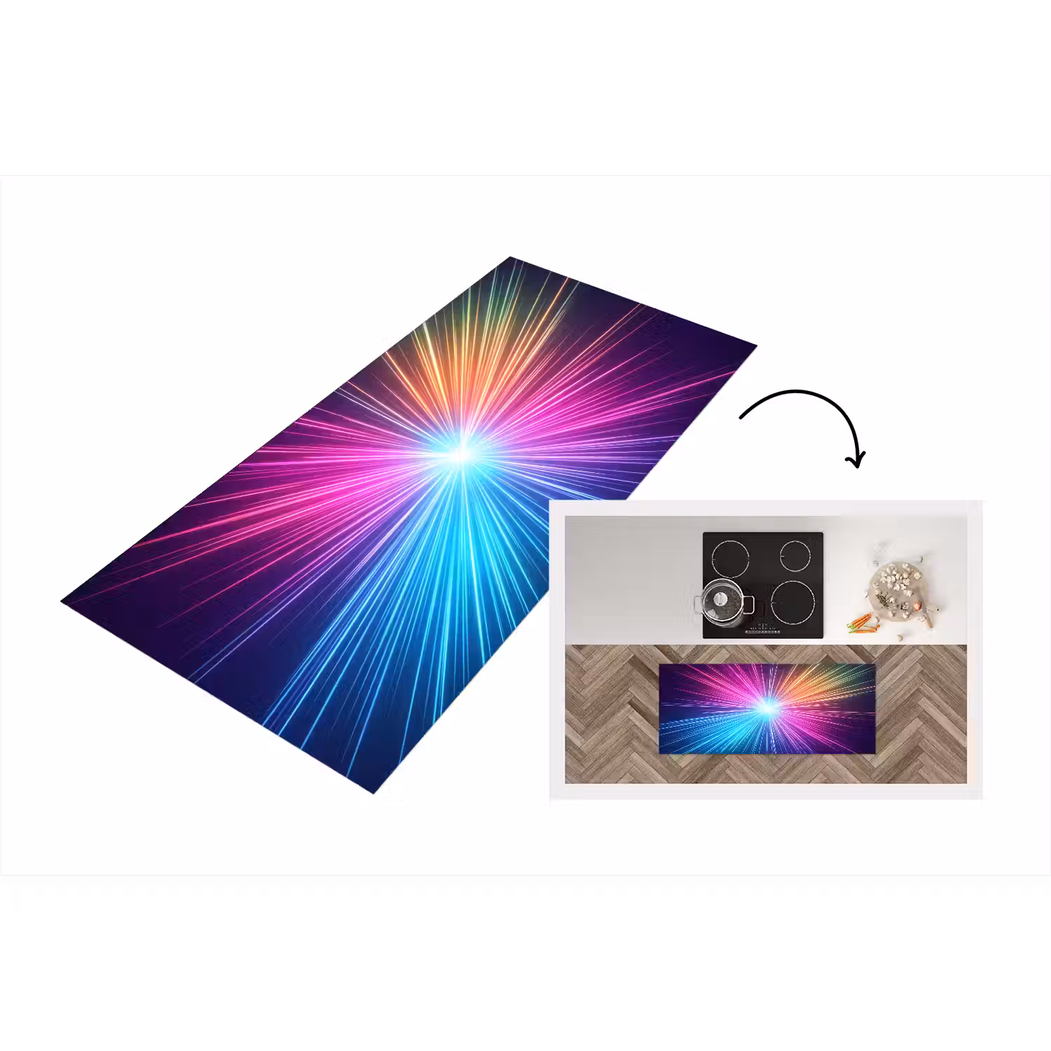Abstract - Light - Burst - Modern - Colorful Keukenloper - keukenmat middel -3d