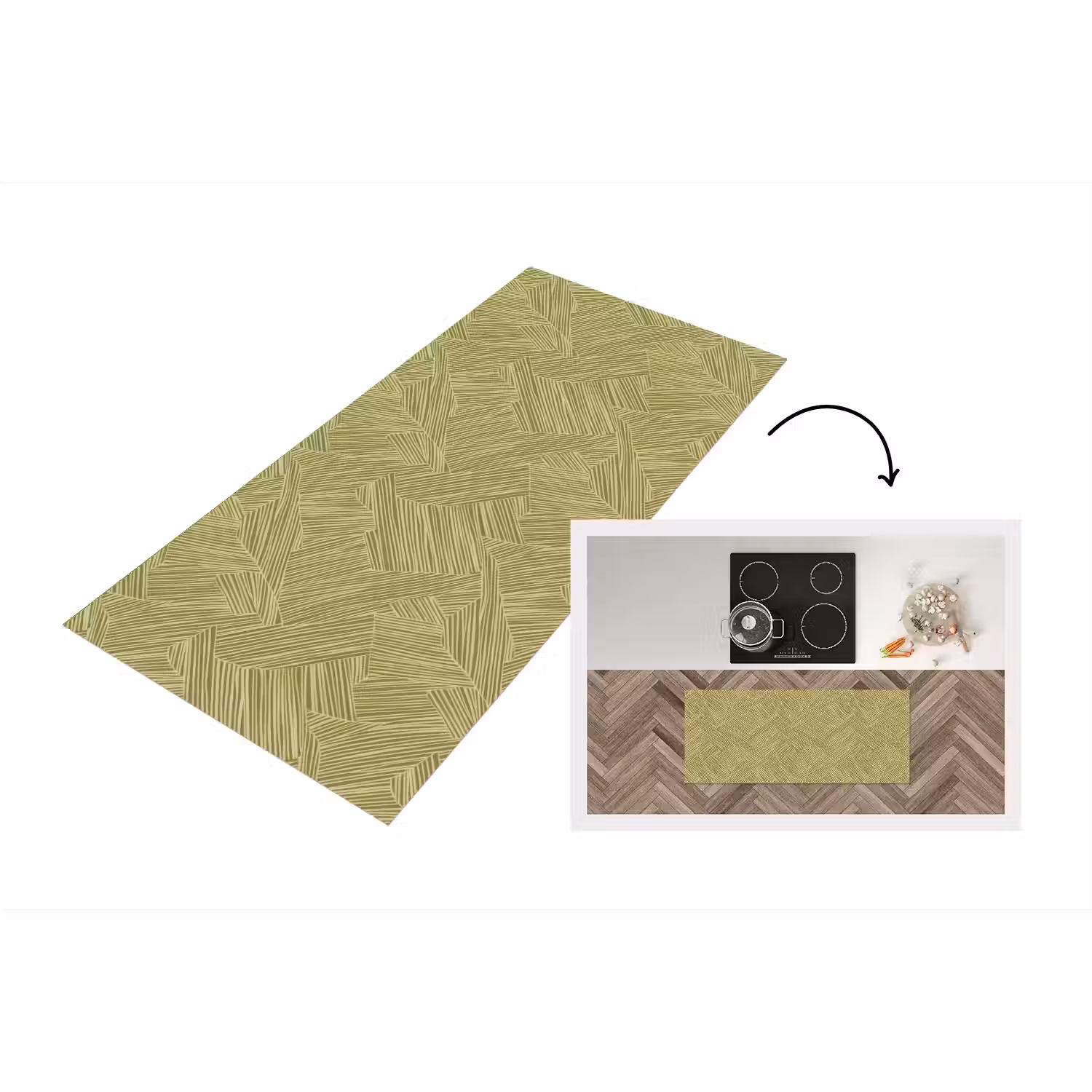 Abstract - Modern - Groen Keukenloper - keukenmat middel 536 -3d