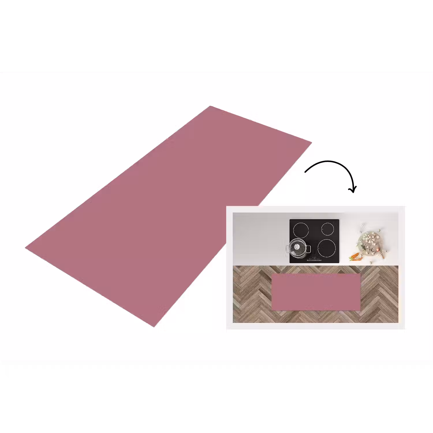 Antique - Mauve - Roze Keukenloper - keukenmat middel 536 -3d