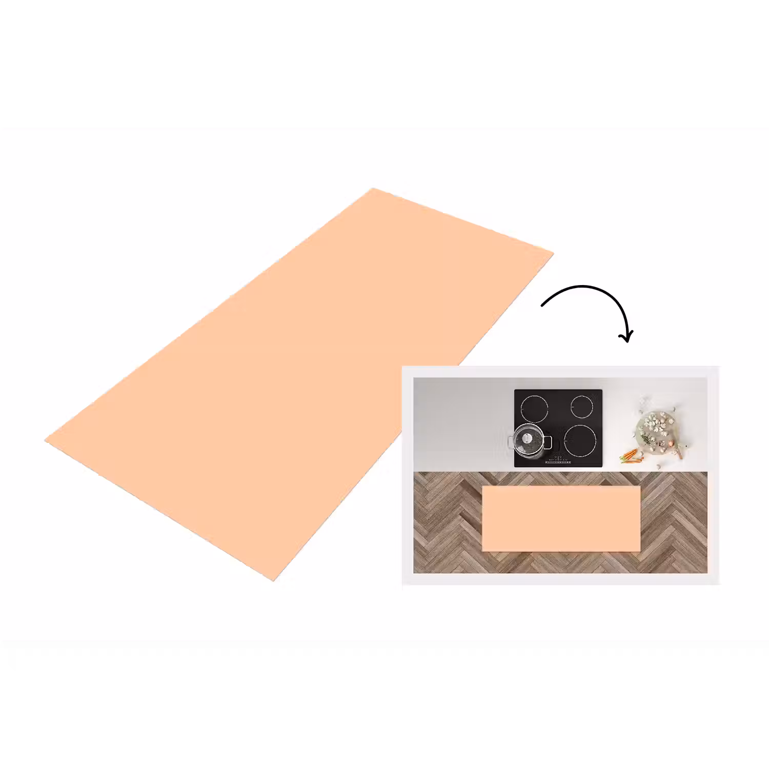 Apricot - Blush - Nude Keukenloper - keukenmat middel 536 -3d