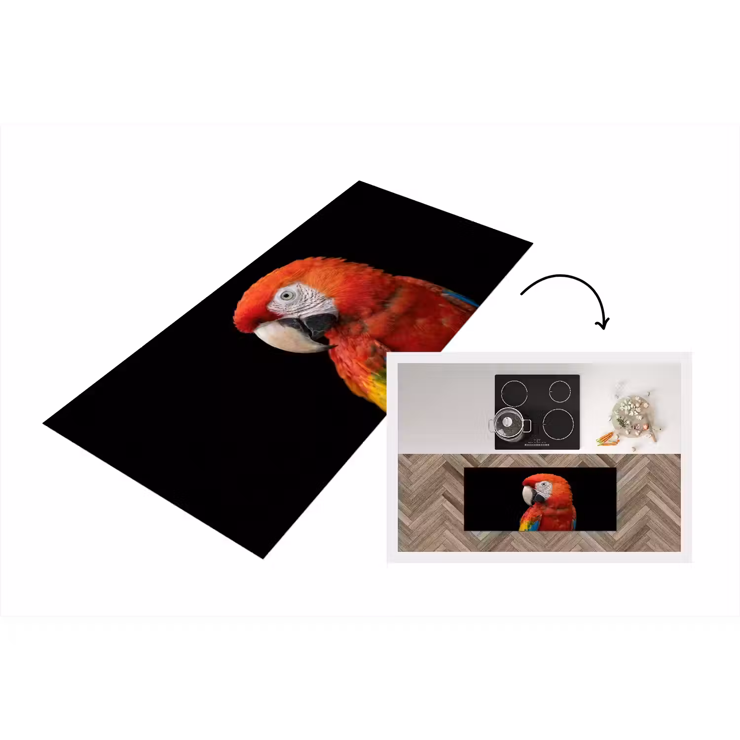 Ara - Portret - Rood Keukenloper - keukenmat middel -3d