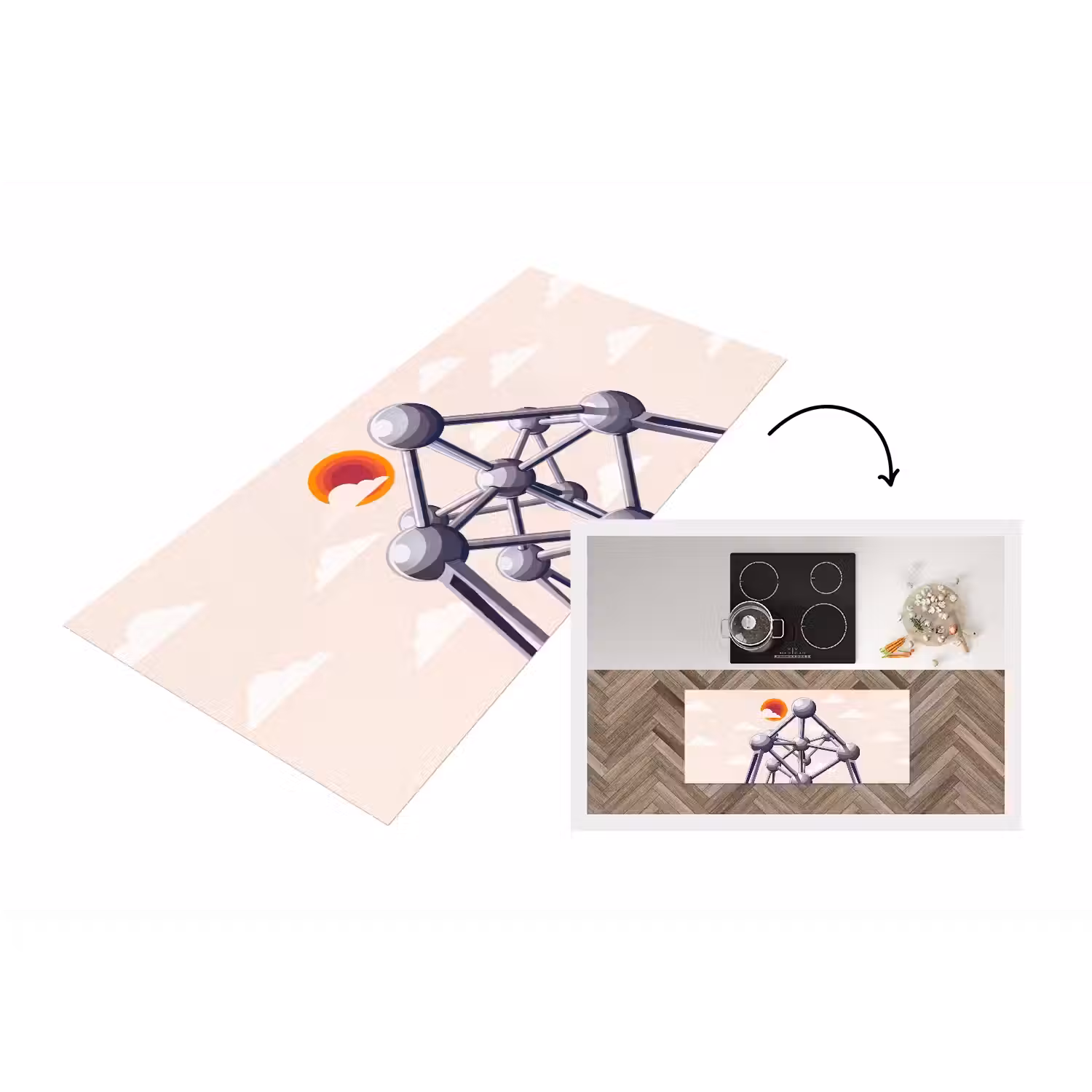Architectuur - Geometrie - Stad - Modern - Grijs Keukenloper - keukenmat middel -3d