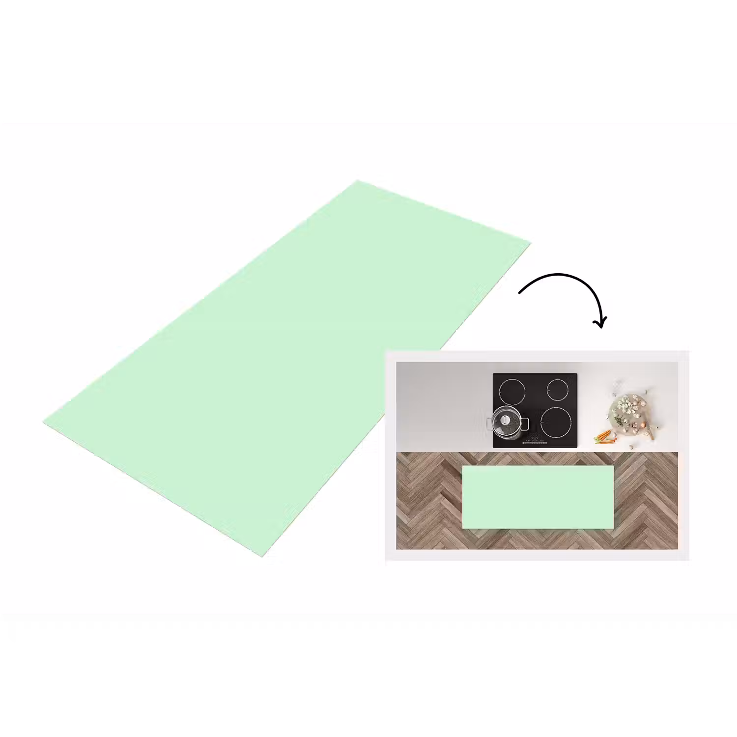 Pale - Mint - Groen Keukenloper - keukenmat middel 536 -3d