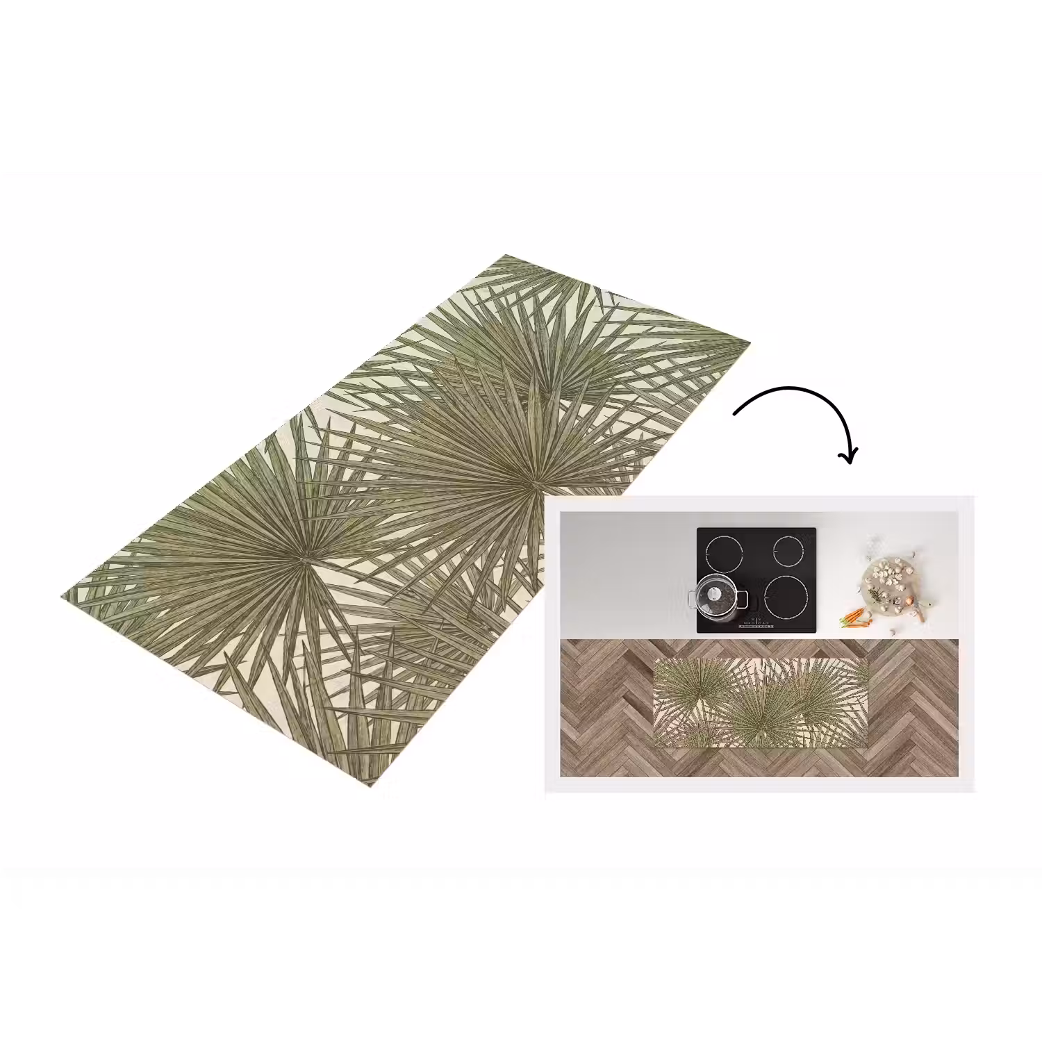 Blad - Tropisch - Patroon - Natuur - Groen Keukenloper - keukenmat middel -3d
