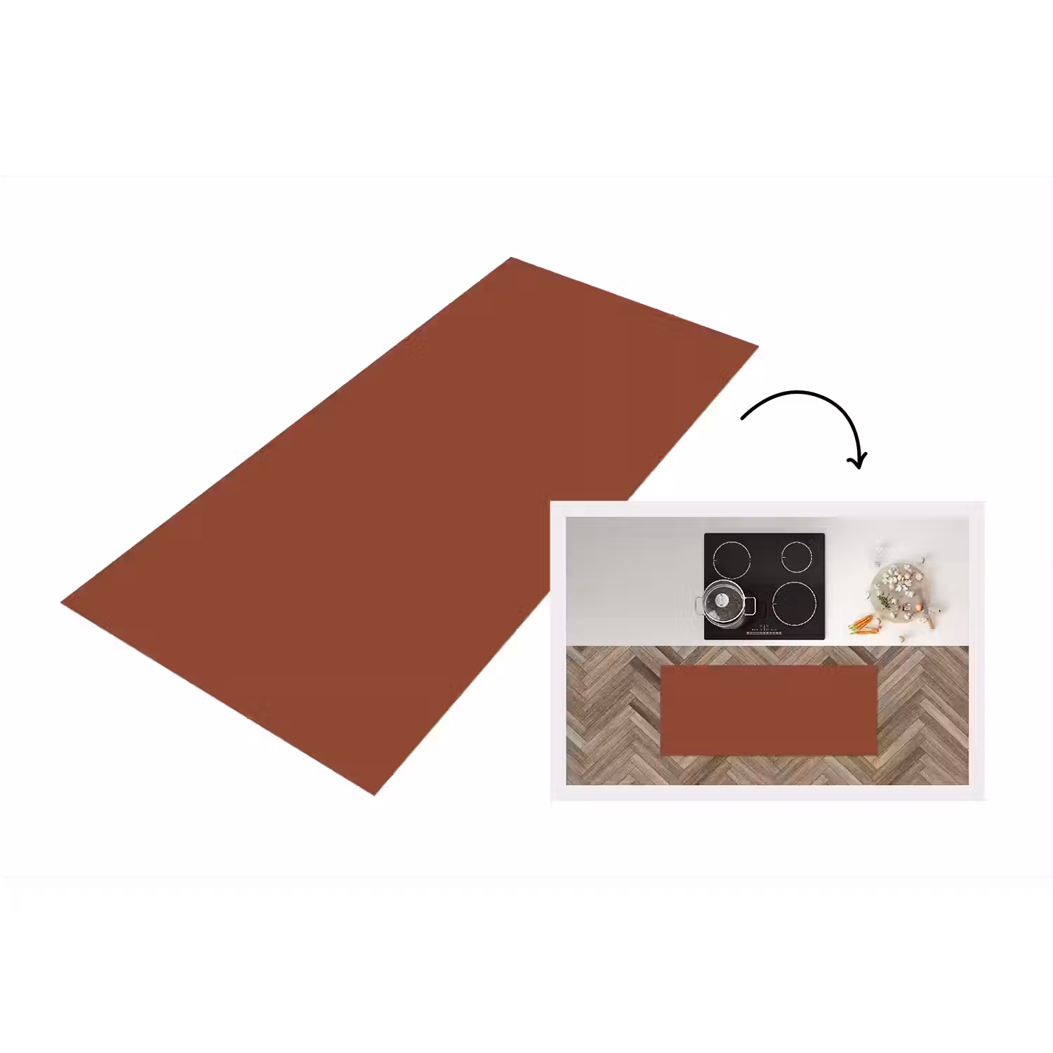 Burnt - Mahogany - Terracotta Keukenloper - keukenmat middel 536 -3d
