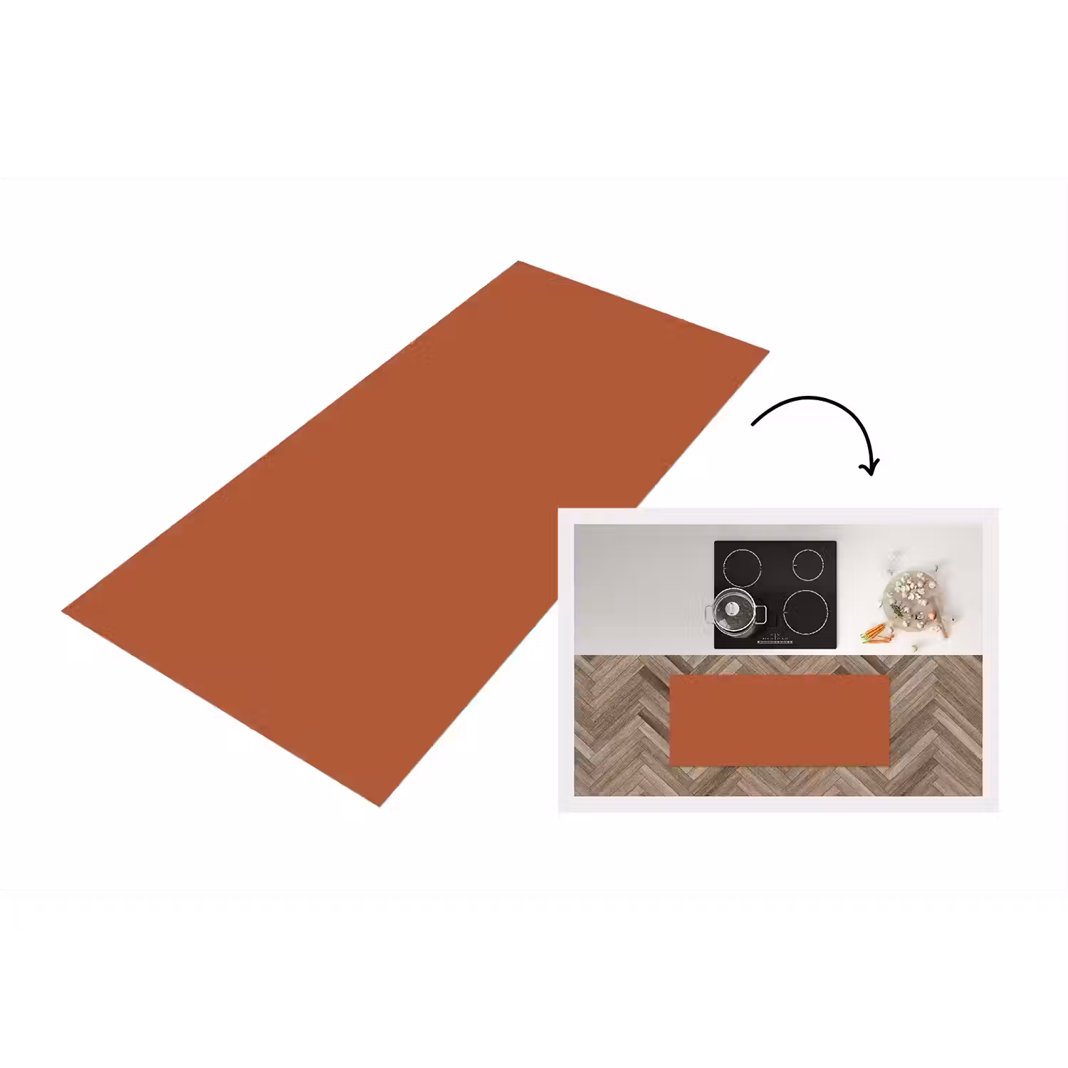 Burnt - Sienna - Oranje Keukenloper - keukenmat middel 536 -3d