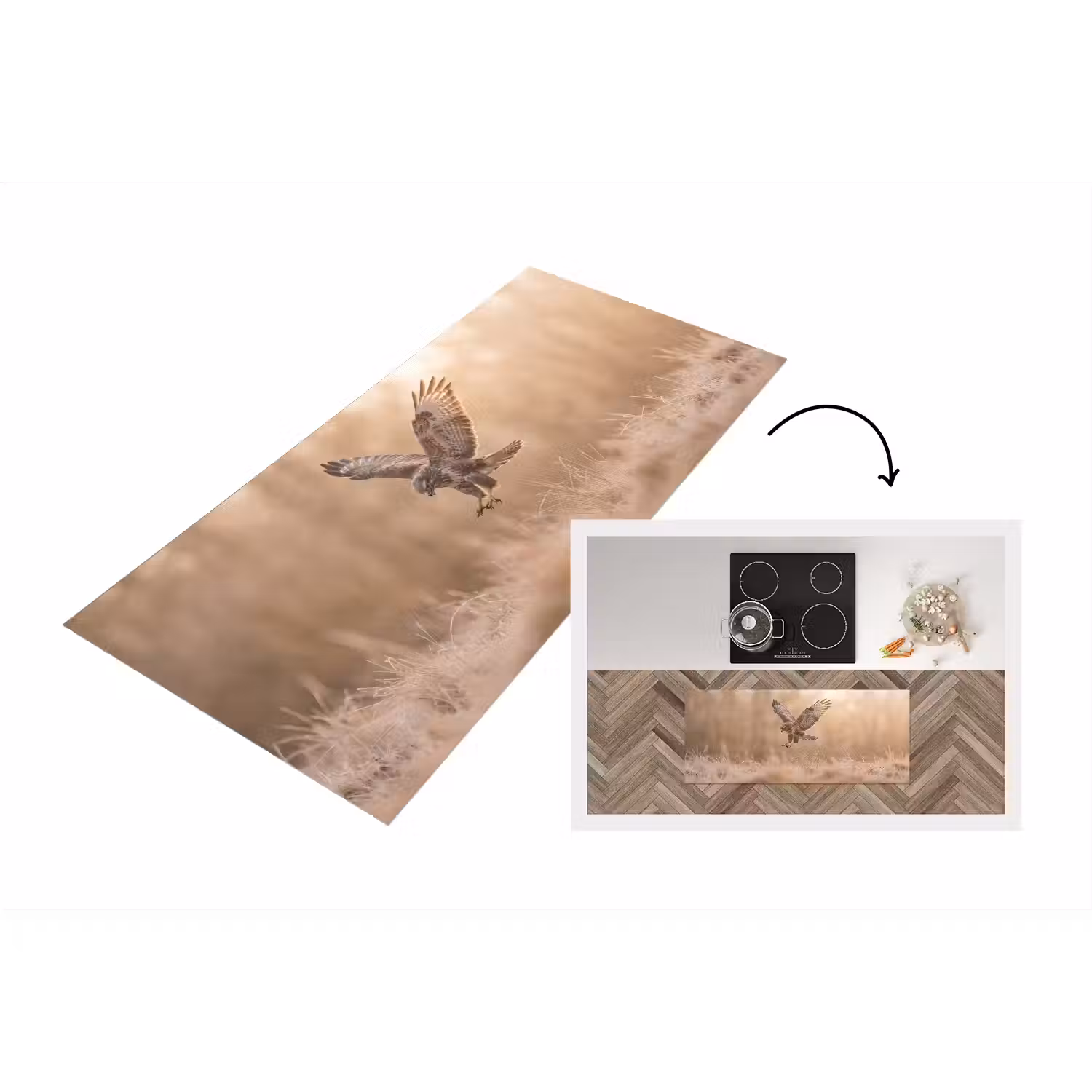 Buizerd - Roofvogel - Natuur - Bruin Keukenloper - keukenmat middel -3d