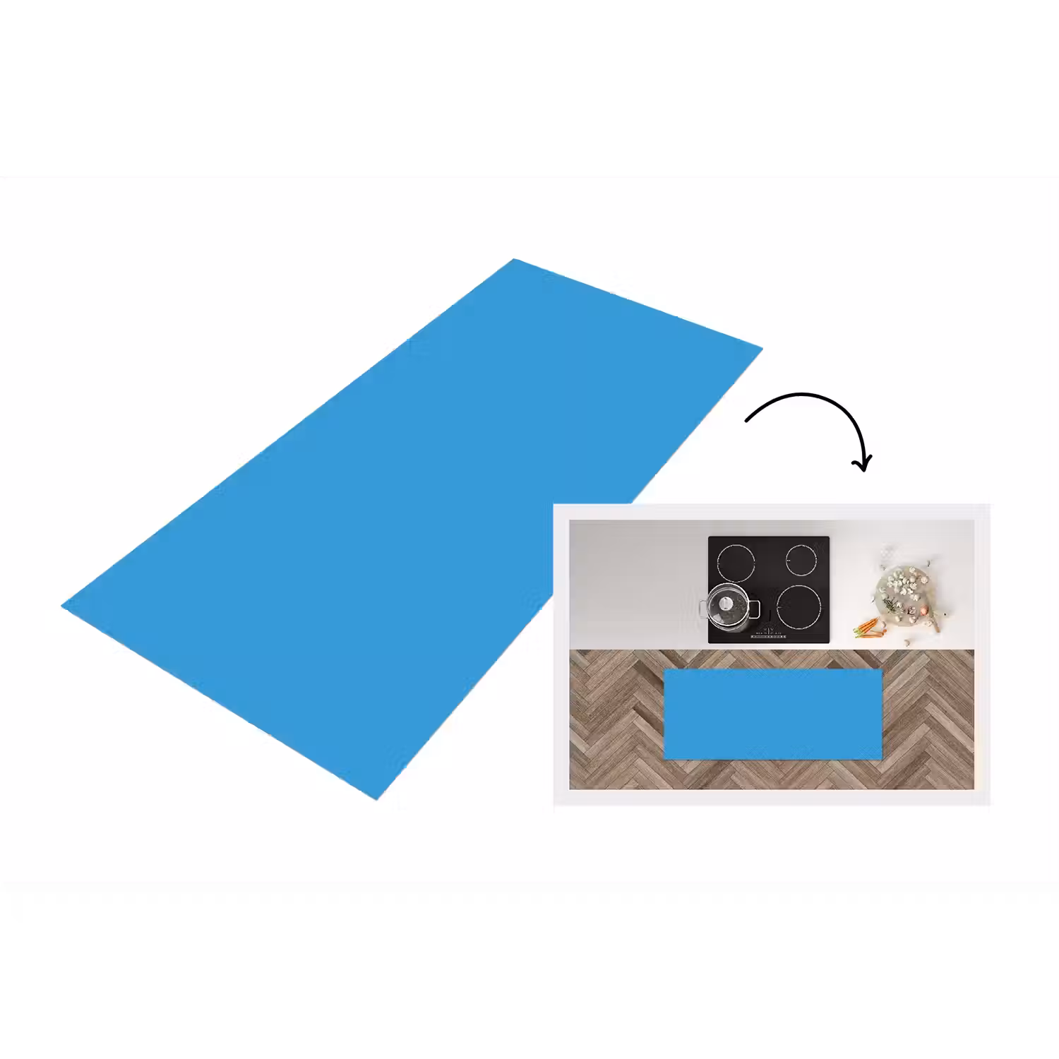 Cerulean - Breeze - Blauw Keukenloper - keukenmat middel 536 -3d