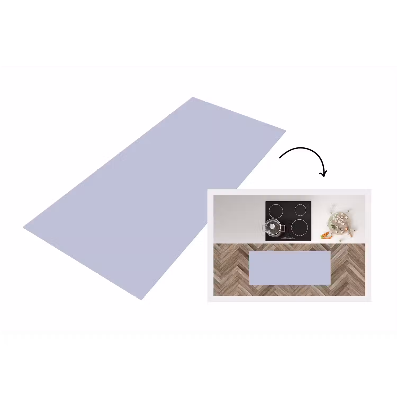 Chalky - Lavender - Paars Keukenloper - keukenmat middel 536 -3d