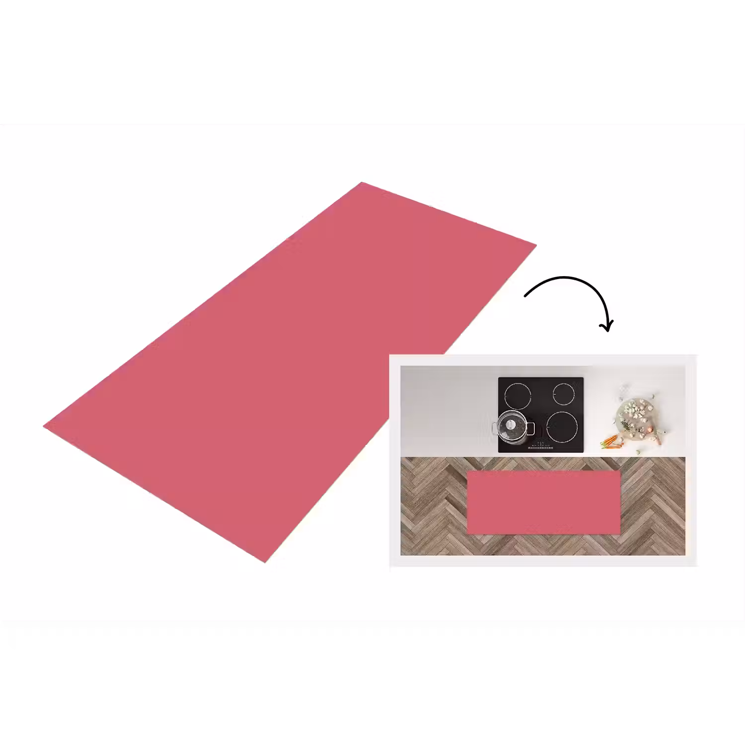 Crimson - Rose - Roze Keukenloper - keukenmat middel 536 -3d