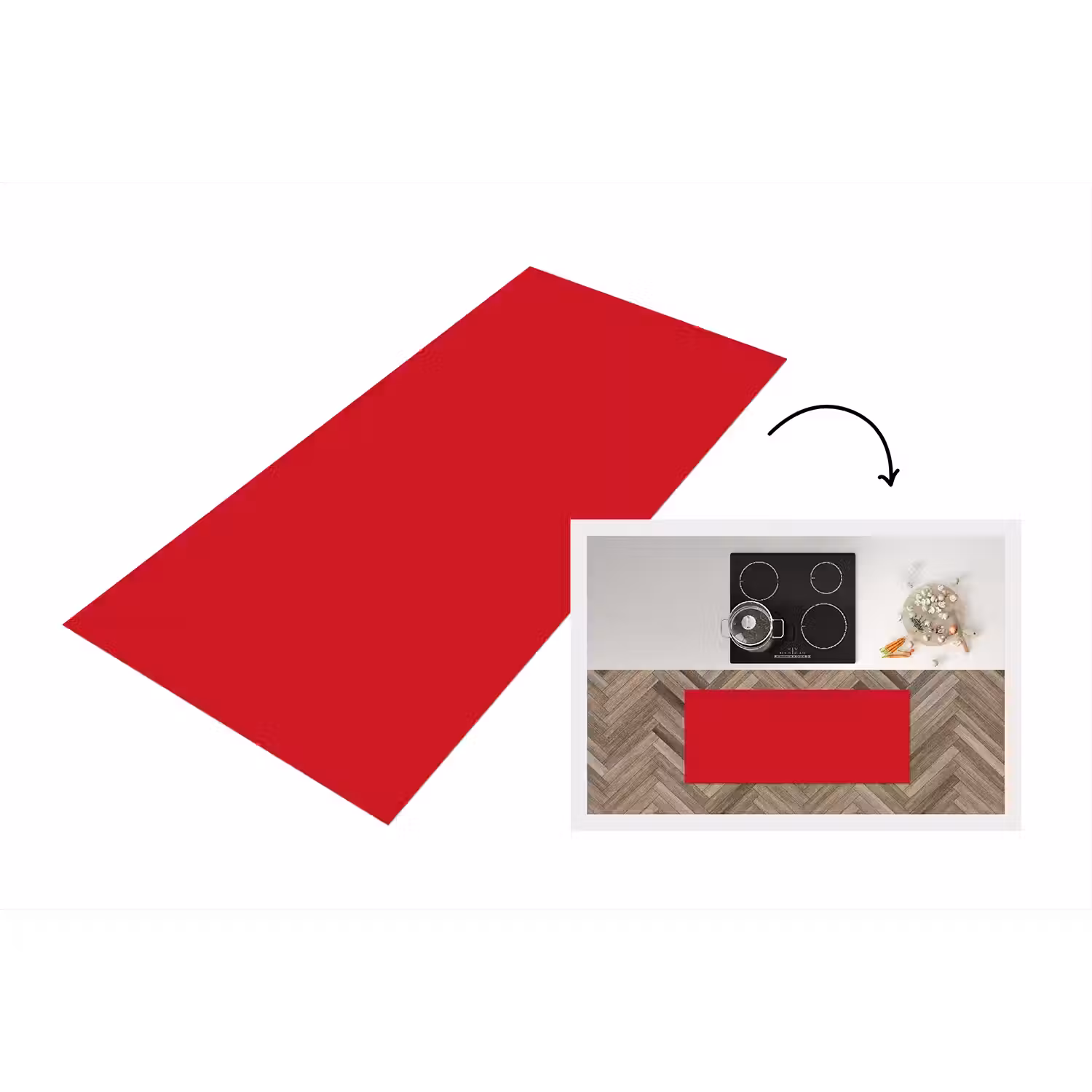 Crimson - Velvet - Rood Keukenloper - keukenmat middel 536 -3d