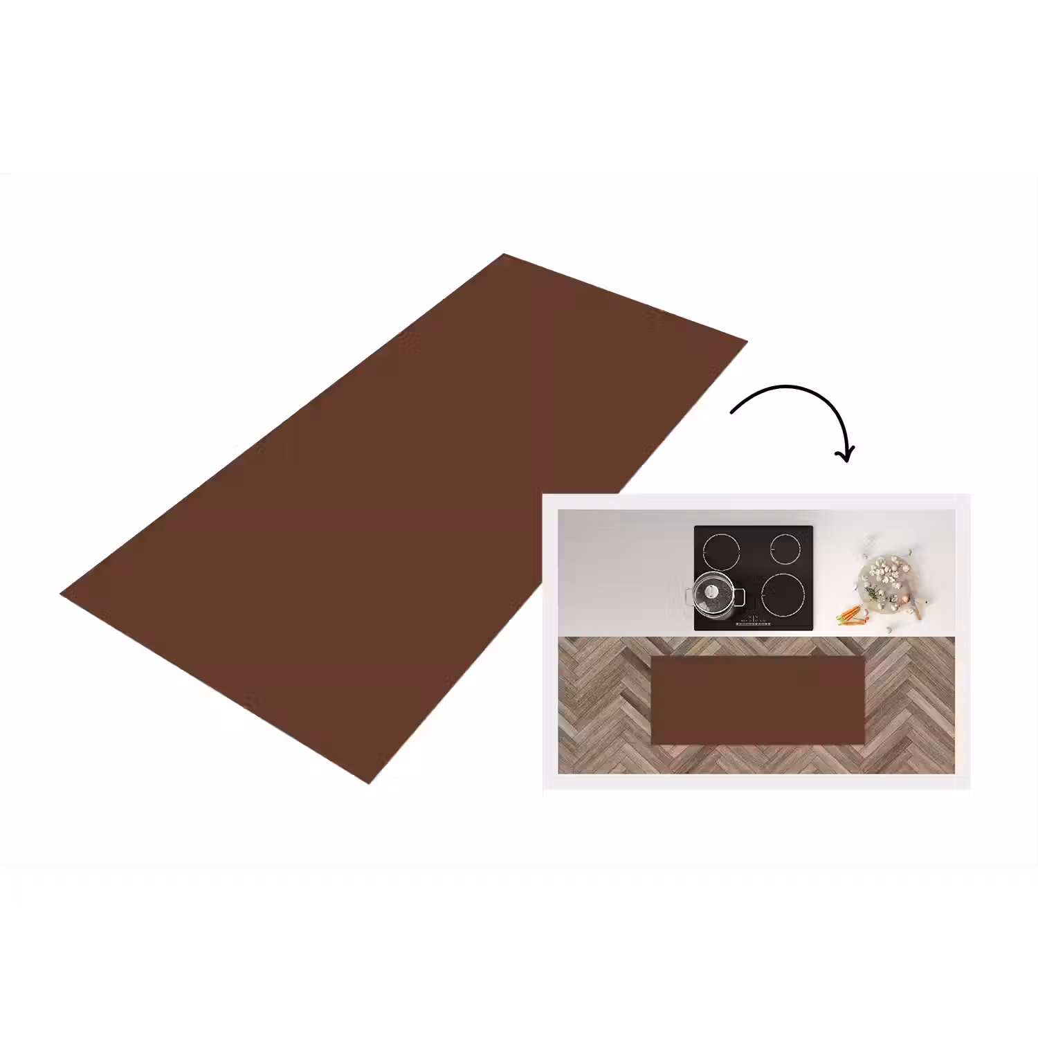 Deep - Clay - Brown - Bruin Keukenloper - keukenmat middel 536 -3d