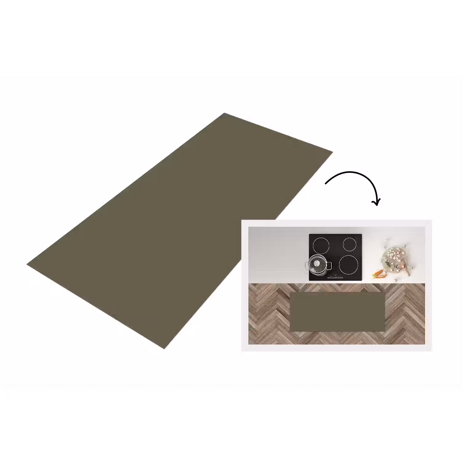 Deep - Khaki - Groen Keukenloper - keukenmat middel 536 -3d