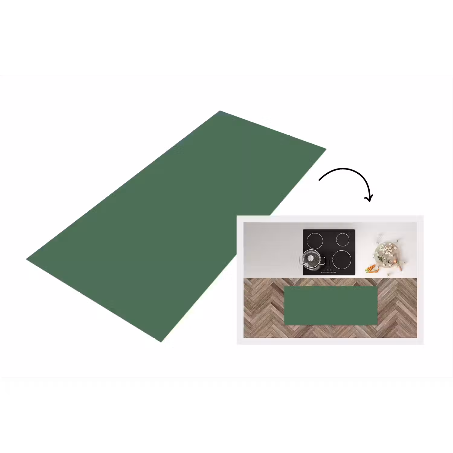 Deep - Sagewood - Groen Keukenloper - keukenmat middel 536 -3d