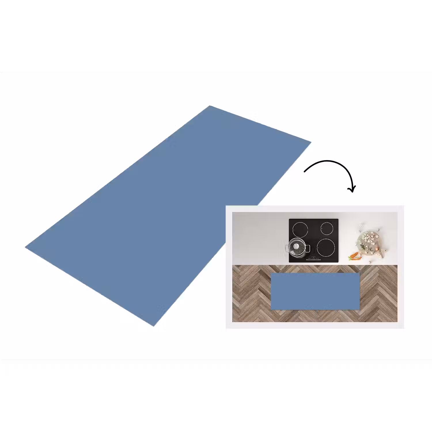 Denim - Breeze - Blauw Keukenloper - keukenmat middel 536 -3d