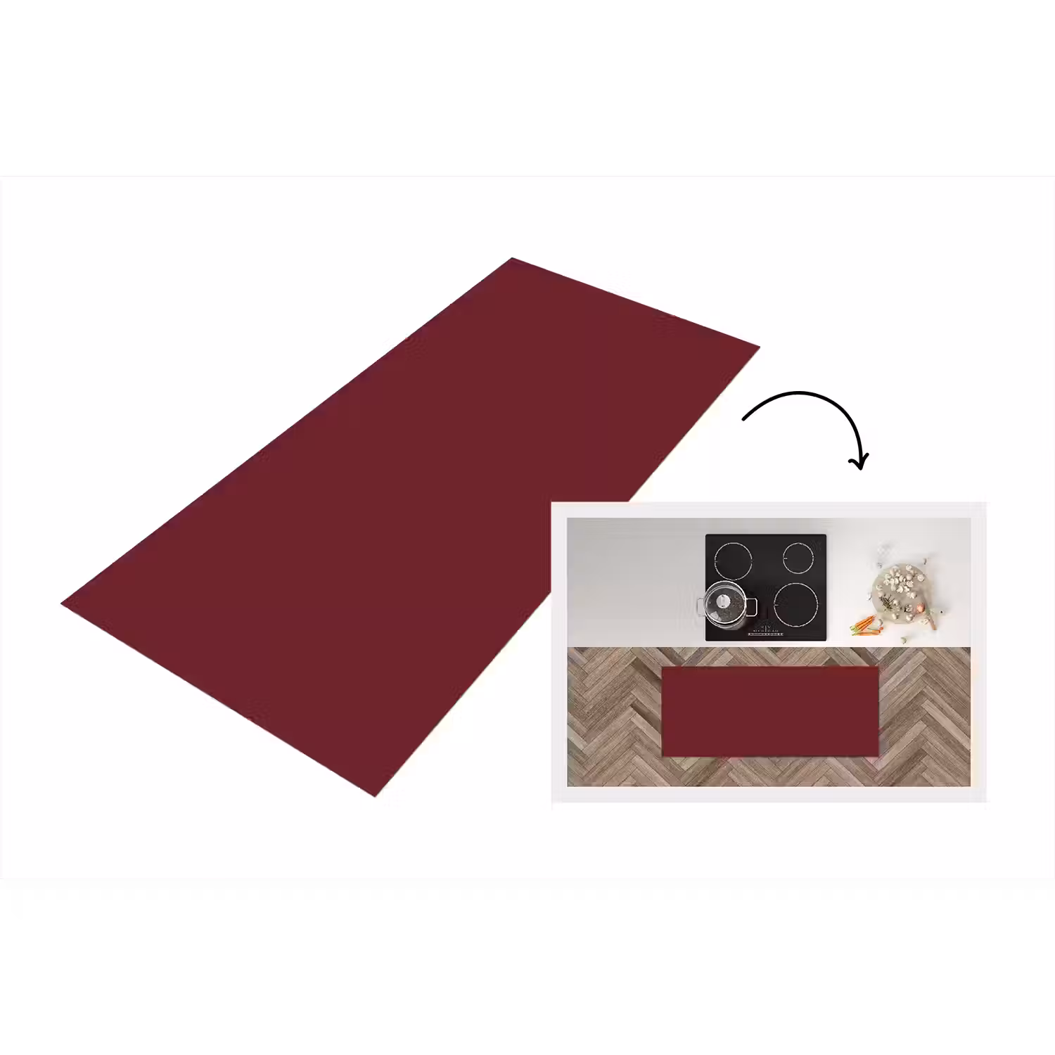 Dark - Garnet - Rood Keukenloper - keukenmat middel 536 -3d