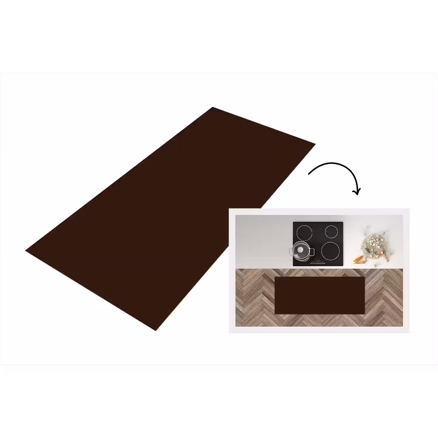 Dark - Chocolate - Bruin Keukenloper - keukenmat middel 536 -3d