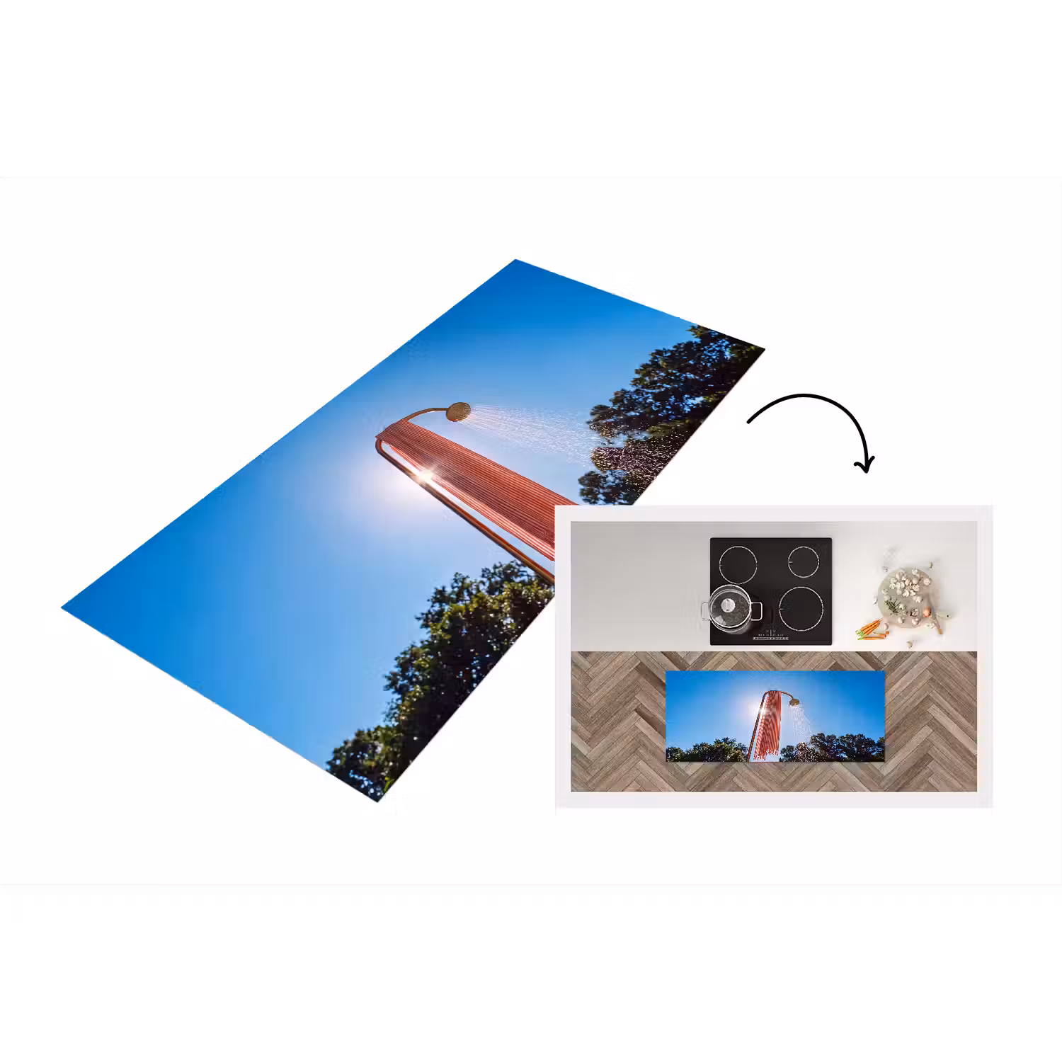 Douche - Water - Zomer - Blauw Keukenloper - keukenmat middel -3d