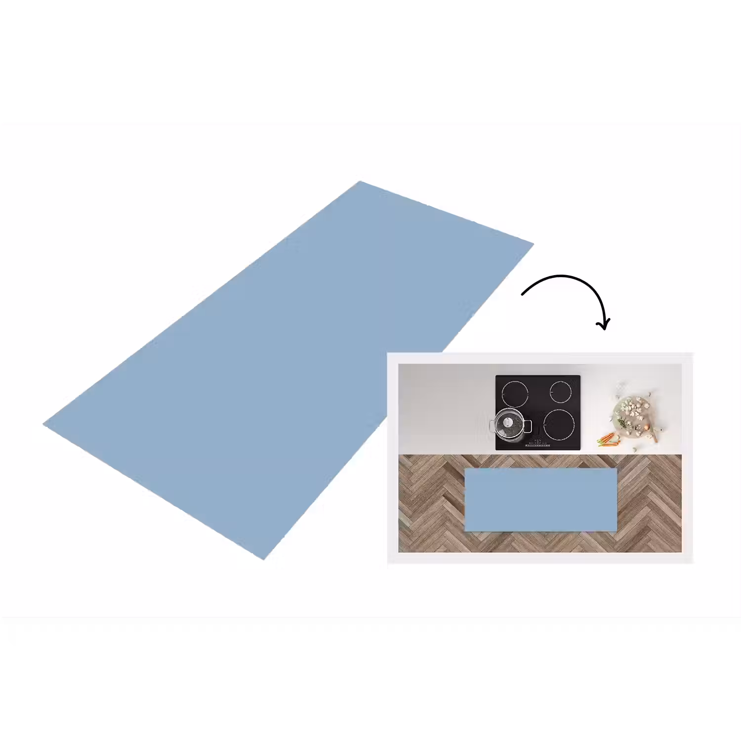 Dusty - Denim - Blauw Keukenloper - keukenmat middel 536 -3d