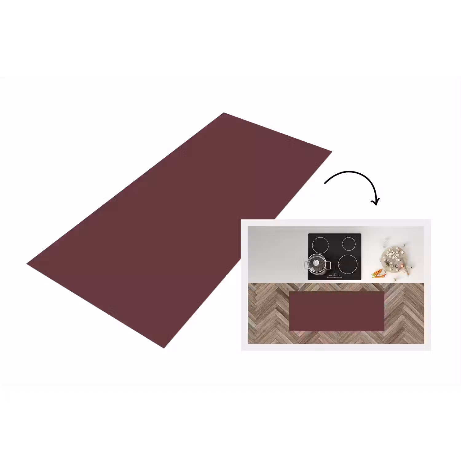 Dusty - Rose - Roze Keukenloper - keukenmat middel 536 -3d