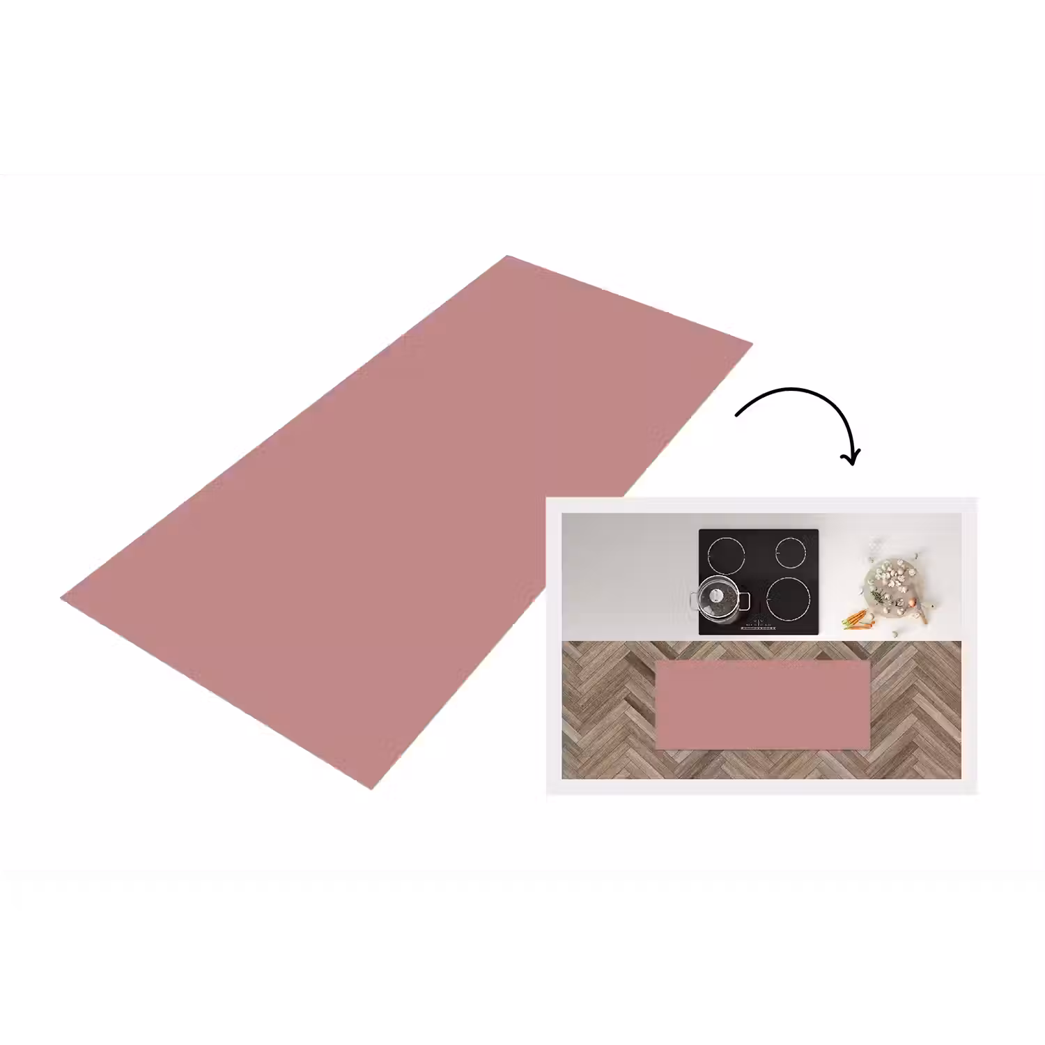 Dusty - Rose - Roze Keukenloper - keukenmat middel 536 -3d