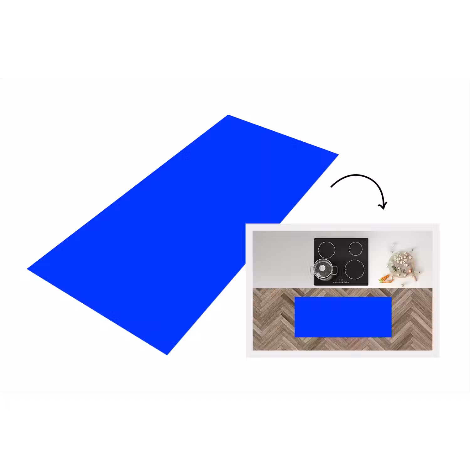 Electric - Blue - Blauw Keukenloper - keukenmat middel 536 -3d