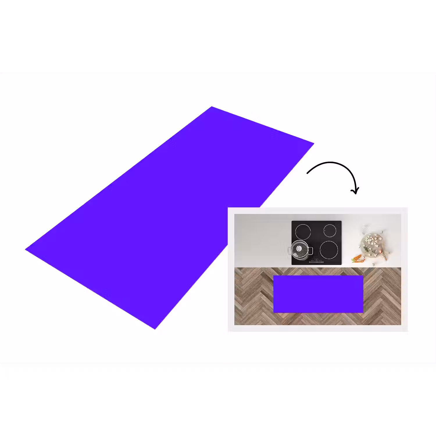 Electric - Indigo - Paars Keukenloper - keukenmat middel 536 -3d
