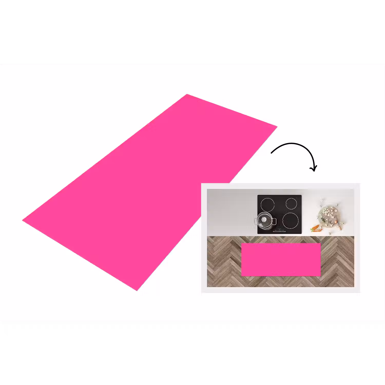 Electric - Magenta - Roze Keukenloper - keukenmat middel 536 -3d