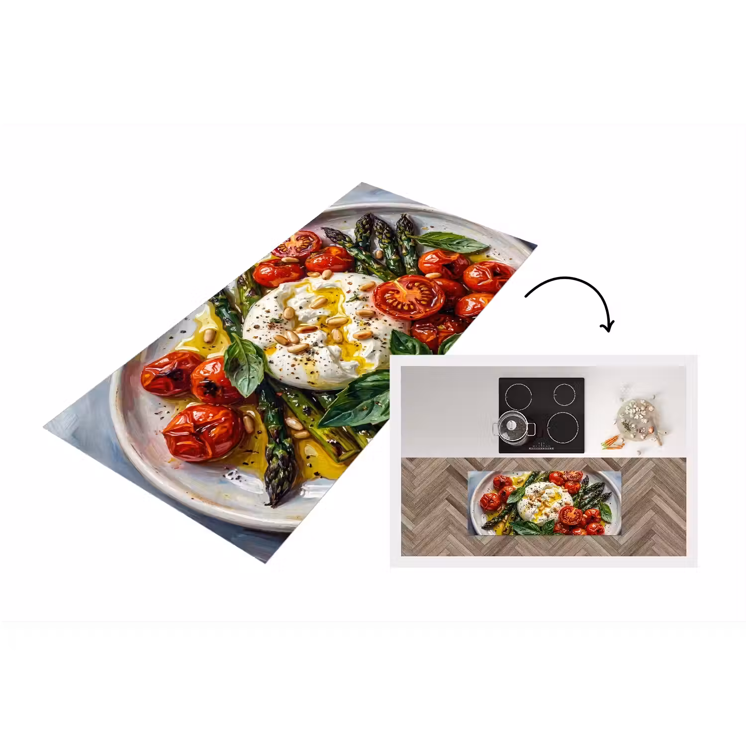 Eten - Groenten - Kaas - Modern - Vers Keukenloper - keukenmat middel -3d