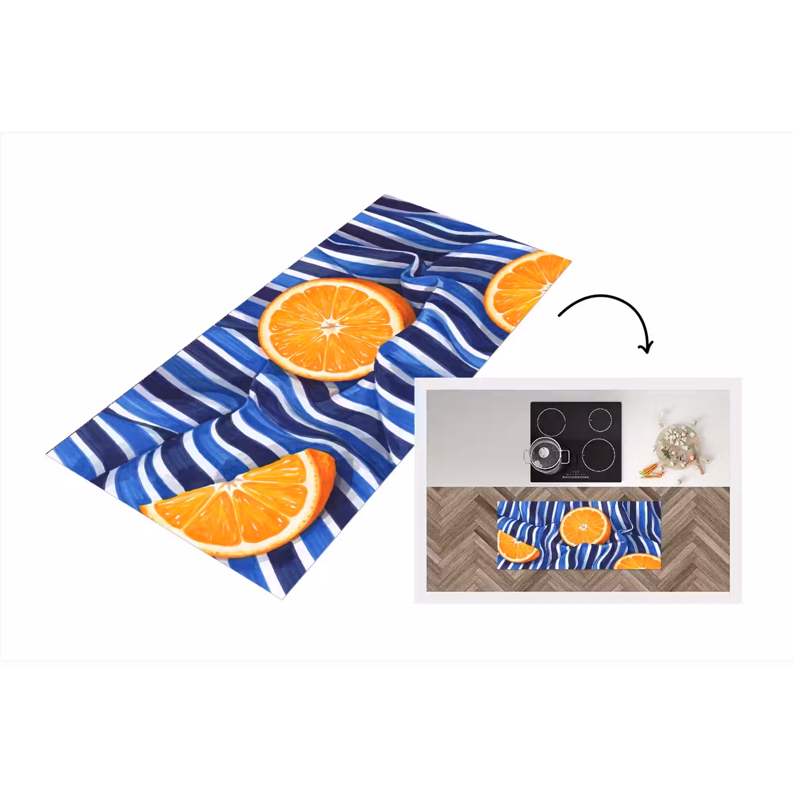 Küchenläufer - Essen – Obst – Orange - Eten - Fruit - Oranje Keukenloper - keukenmat middel