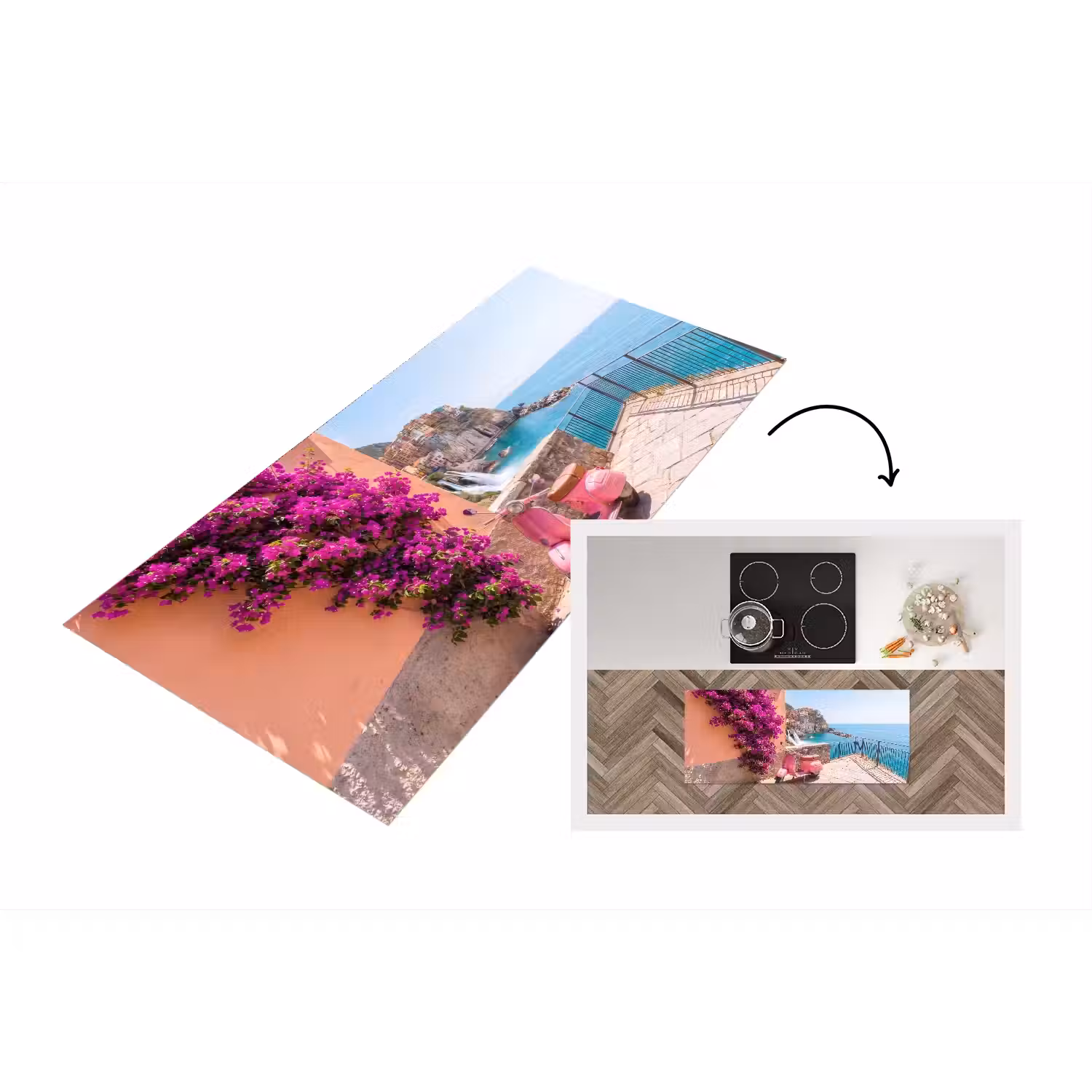Voertuig - Roze - Kust - Zomer - Reizen Keukenloper - keukenmat middel -3d