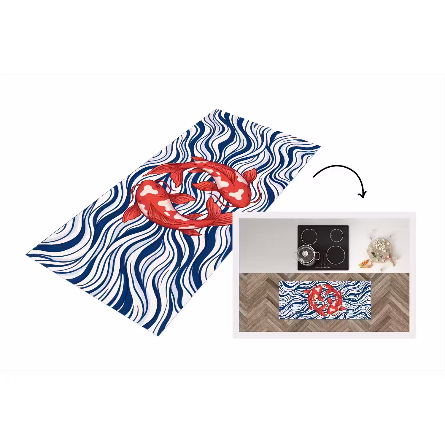 Vis - Water - Natuur - Illustratie - Rood Keukenloper - keukenmat middel -3d