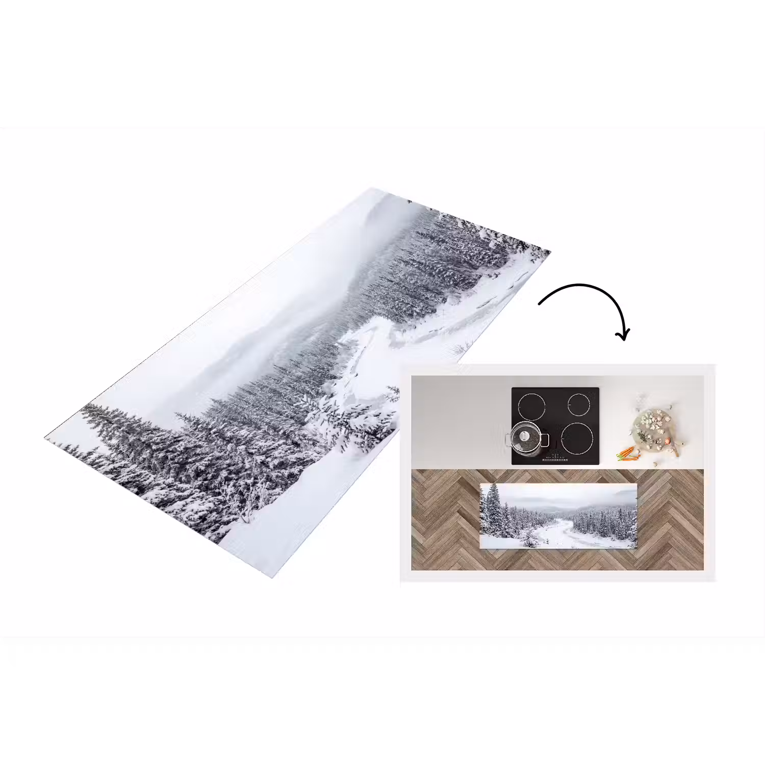 Rivier - Bevroren - Landschap - Winter Keukenloper - keukenmat middel -3d