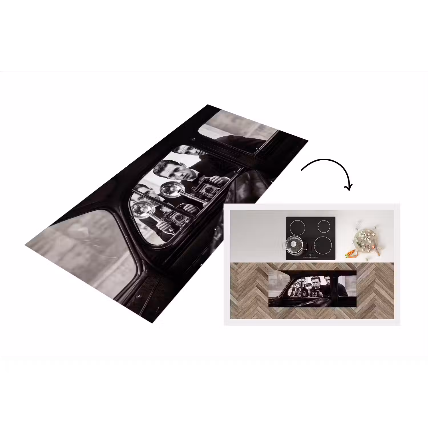 Fotograaf - Camera - Vintage - Journalistiek - Zwart-wit Keukenloper - keukenmat middel -3d