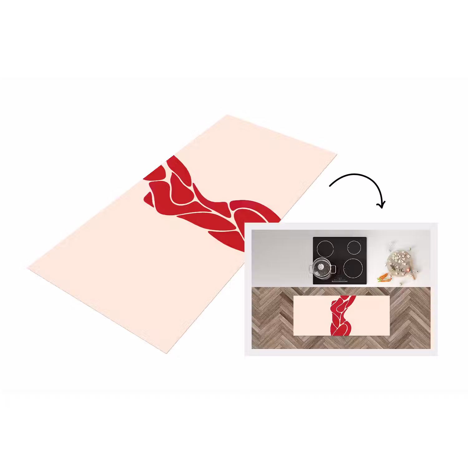 Vrouw - Figuur - Abstract - Modern - Rood Keukenloper - keukenmat middel -3d