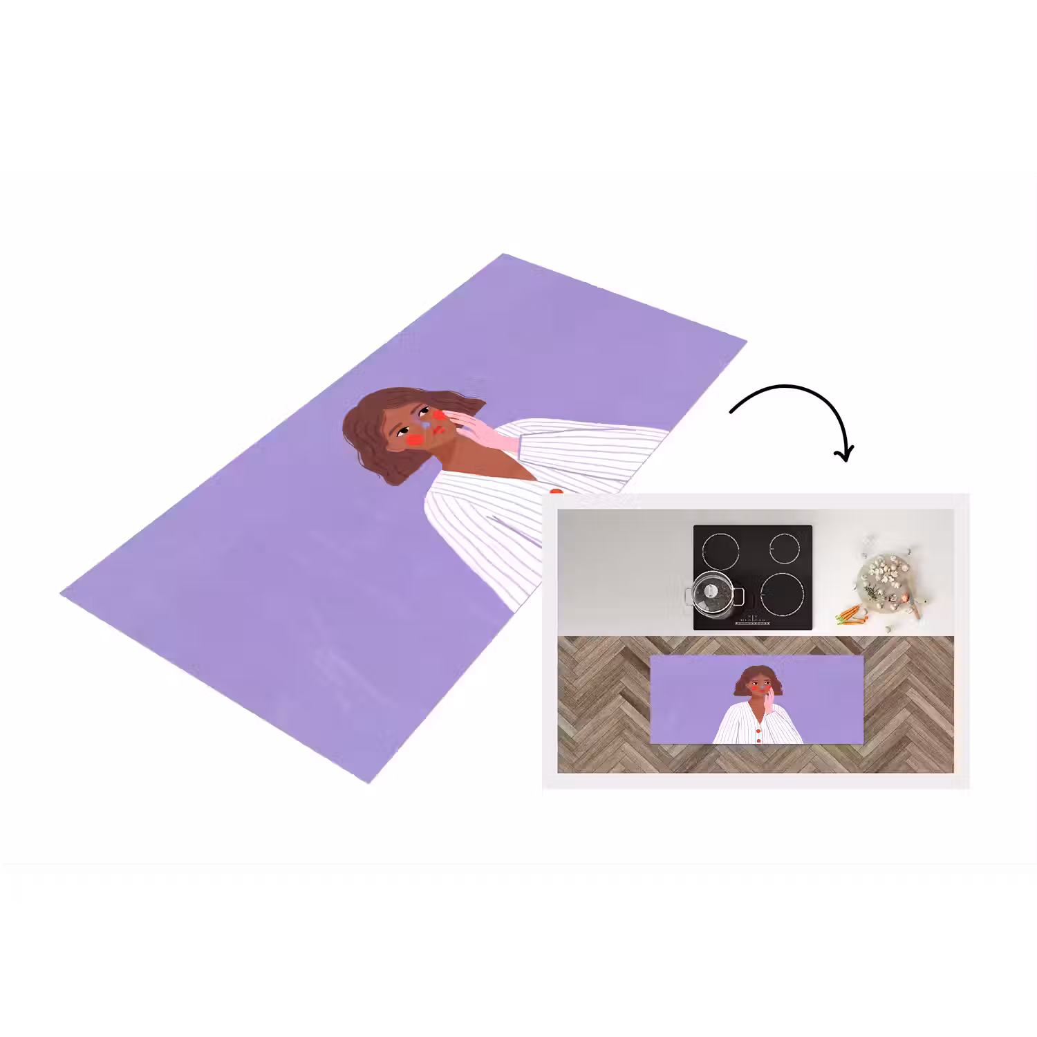 Vrouw - Gezicht - Mensen - Abstract - Kleurrijk Keukenloper - keukenmat middel -3d