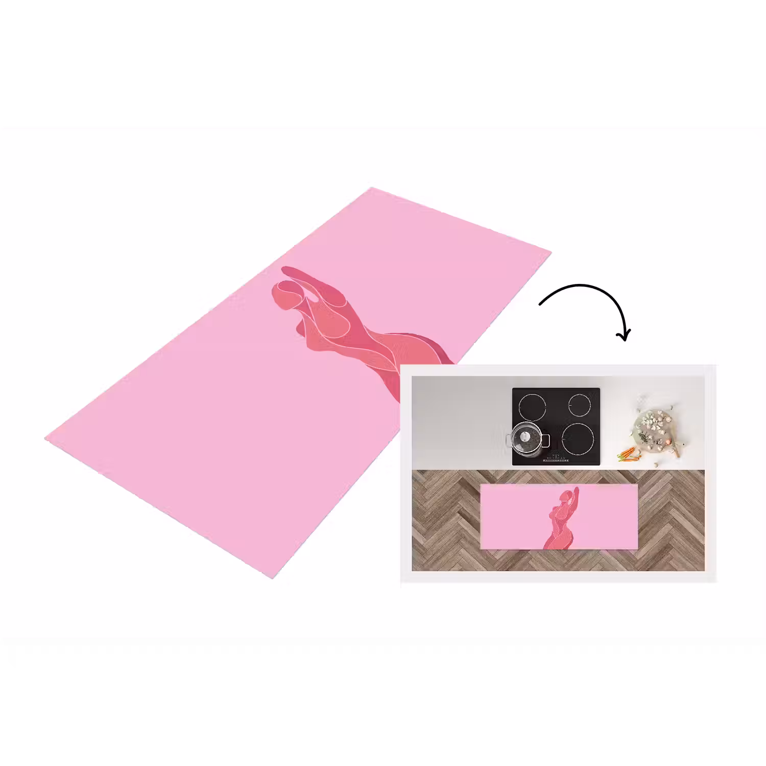 Vrouw - Lichaam - Abstract - Roze Keukenloper - keukenmat middel -3d