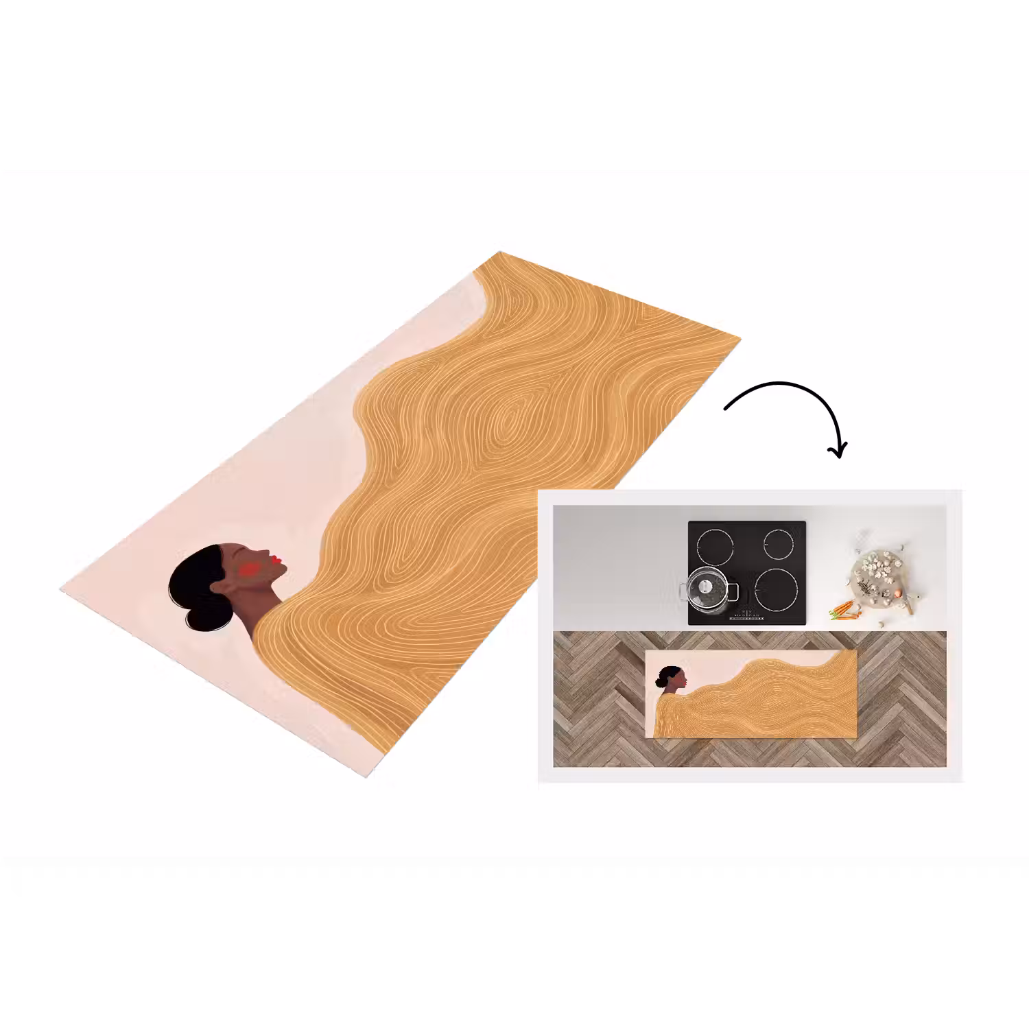 Vrouw - Profiel - Modern - Abstract - Kunst Keukenloper - keukenmat middel -3d