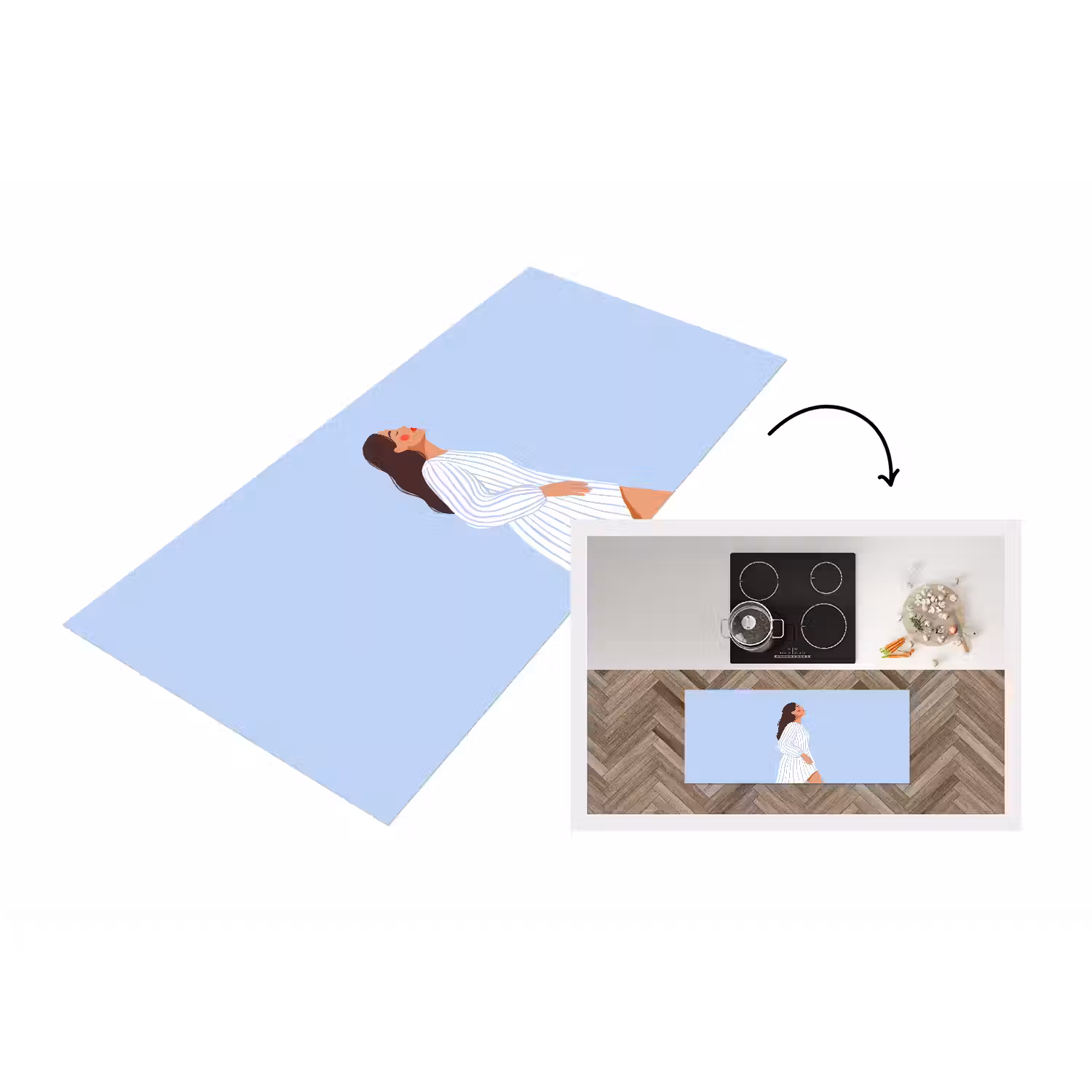 Vrouw - Profiel - Rust - Modern - Illustratie Keukenloper - keukenmat middel -3d