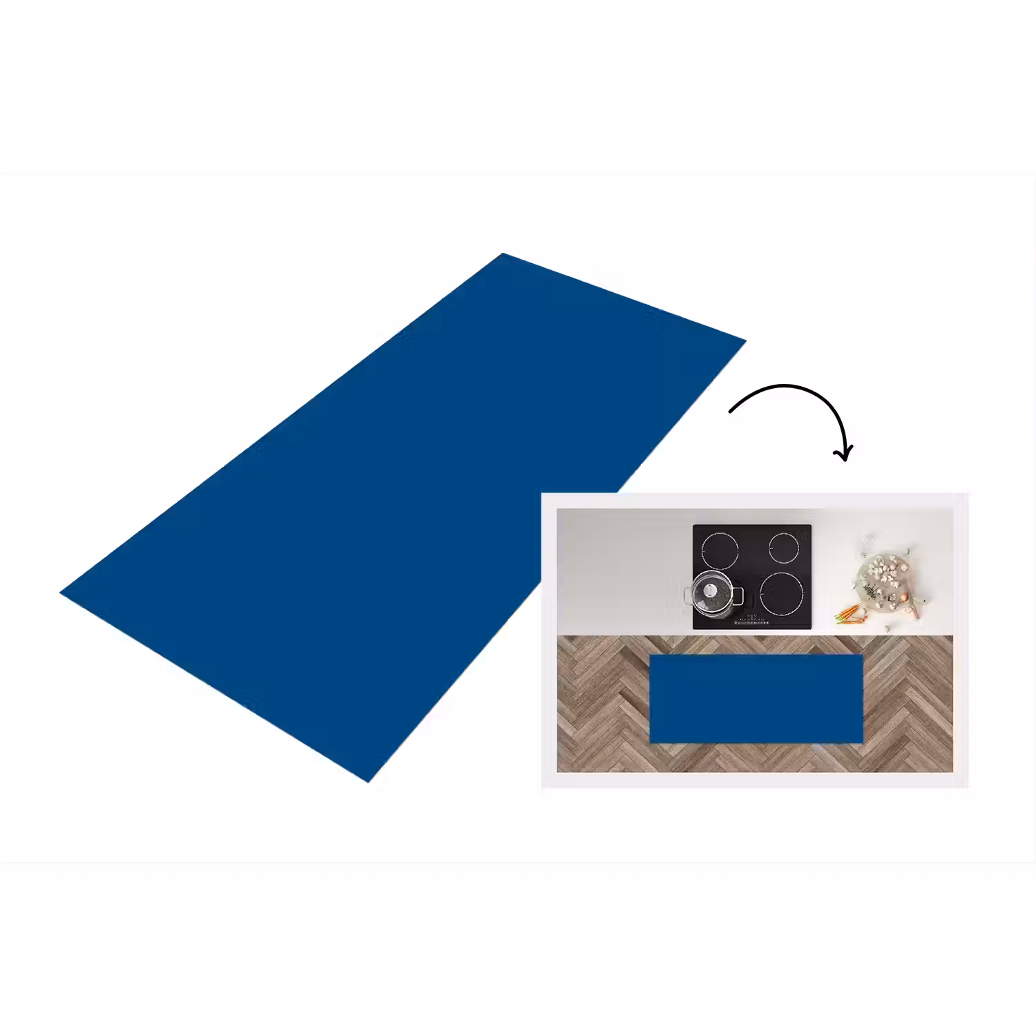 Free - Groove - Blauw Keukenloper - keukenmat middel 536 -3d