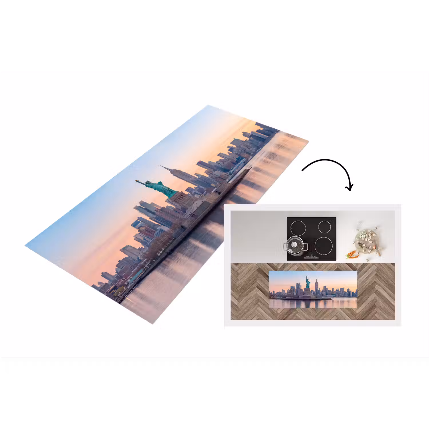 Vrijheidsbeeld - New York - Zonsopgang - Stad - Architectuur Keukenloper - keukenmat middel -3d