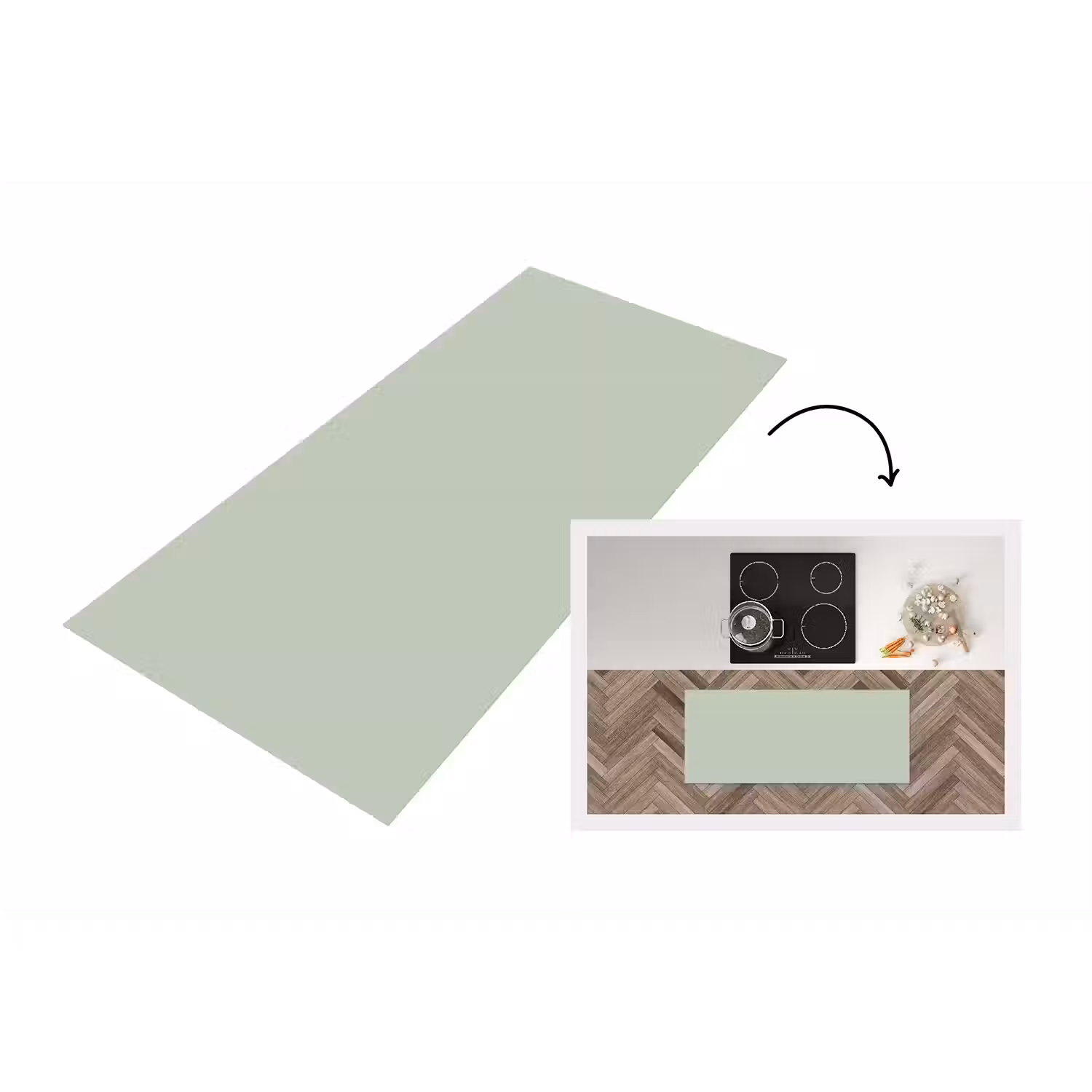 Frosted - Mint - Groen Keukenloper - keukenmat middel 536 -3d