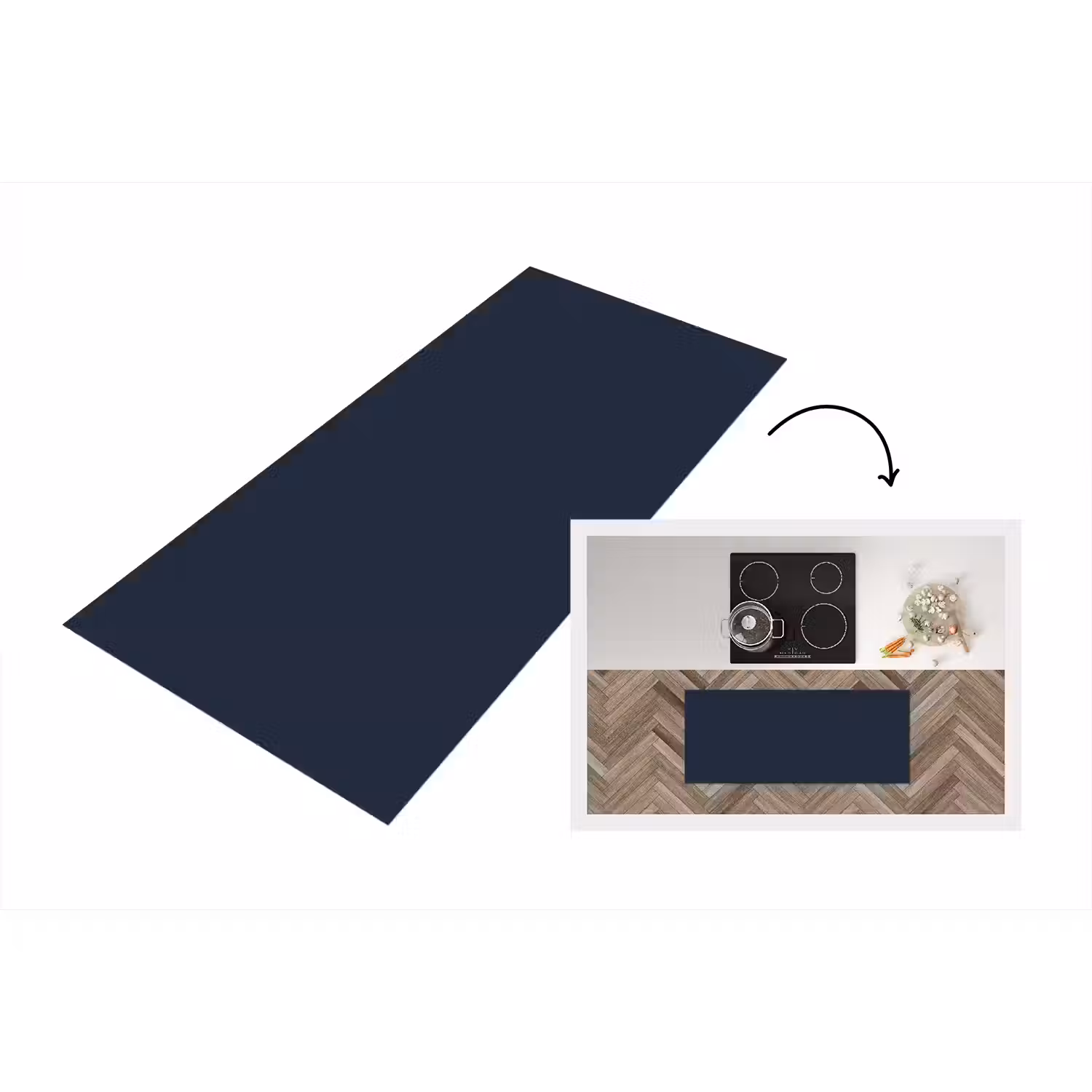 Geldersblauw - Blauw - Klassiek Keukenloper - keukenmat middel 536 -3d