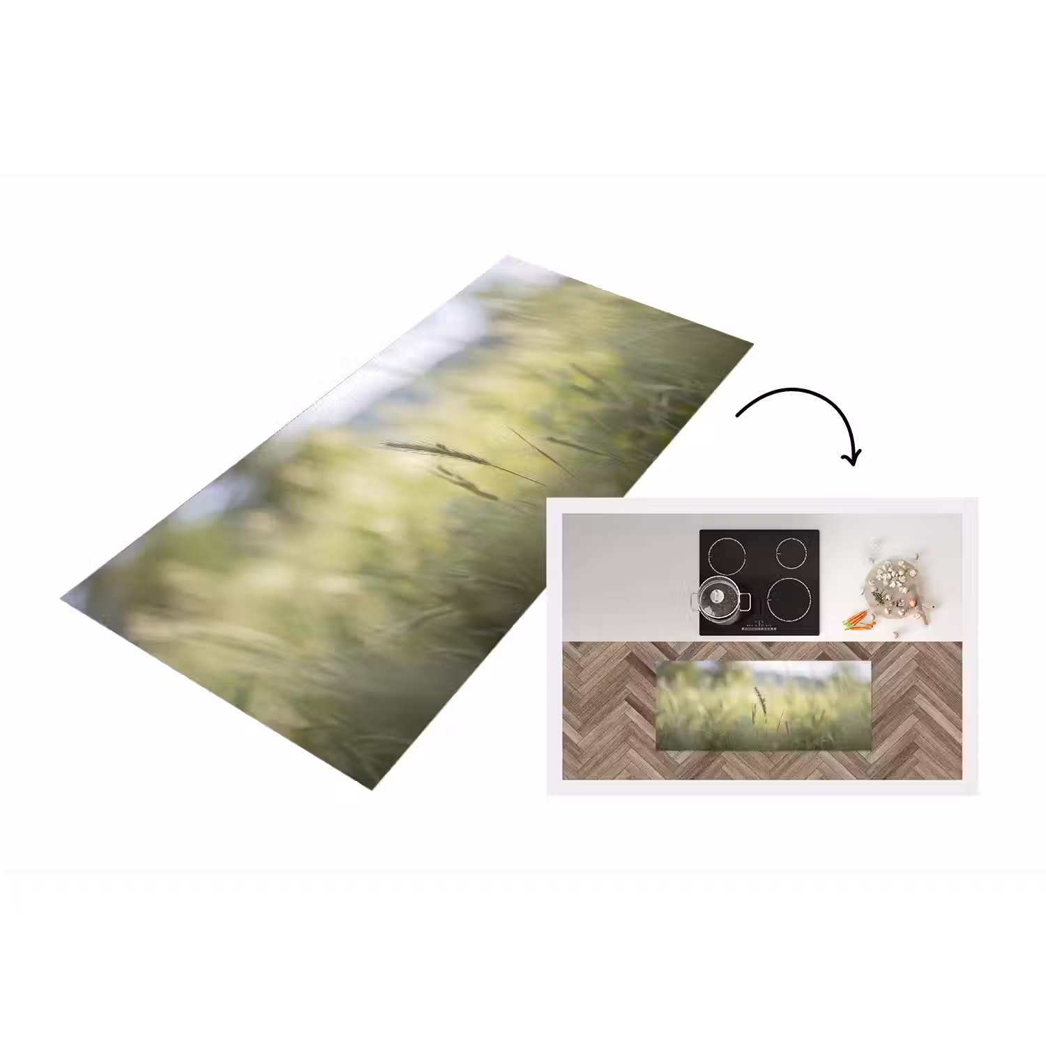Graan - Aar - Natuur - Groen - Detail Keukenloper - keukenmat middel -3d