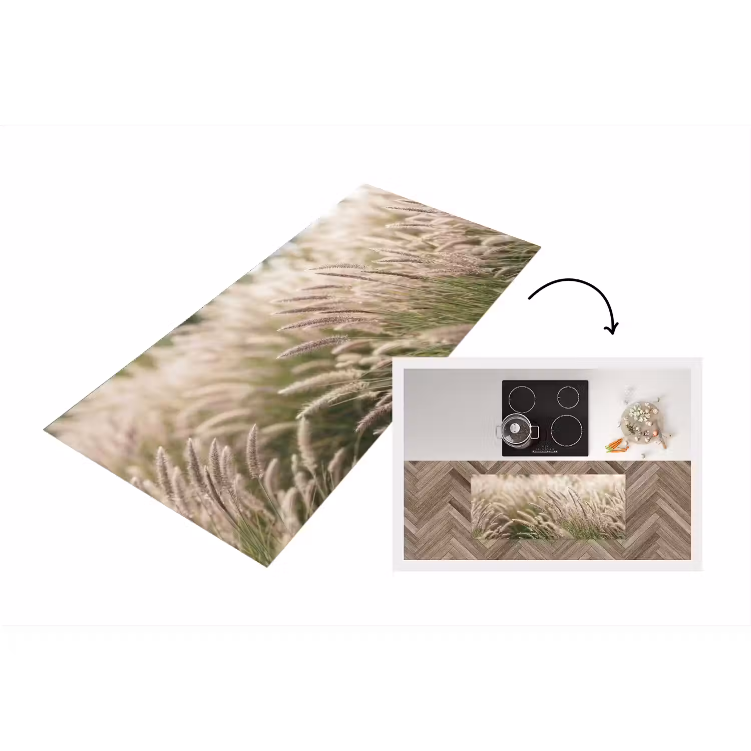 Gras - Close up - Groen Keukenloper - keukenmat middel -3d