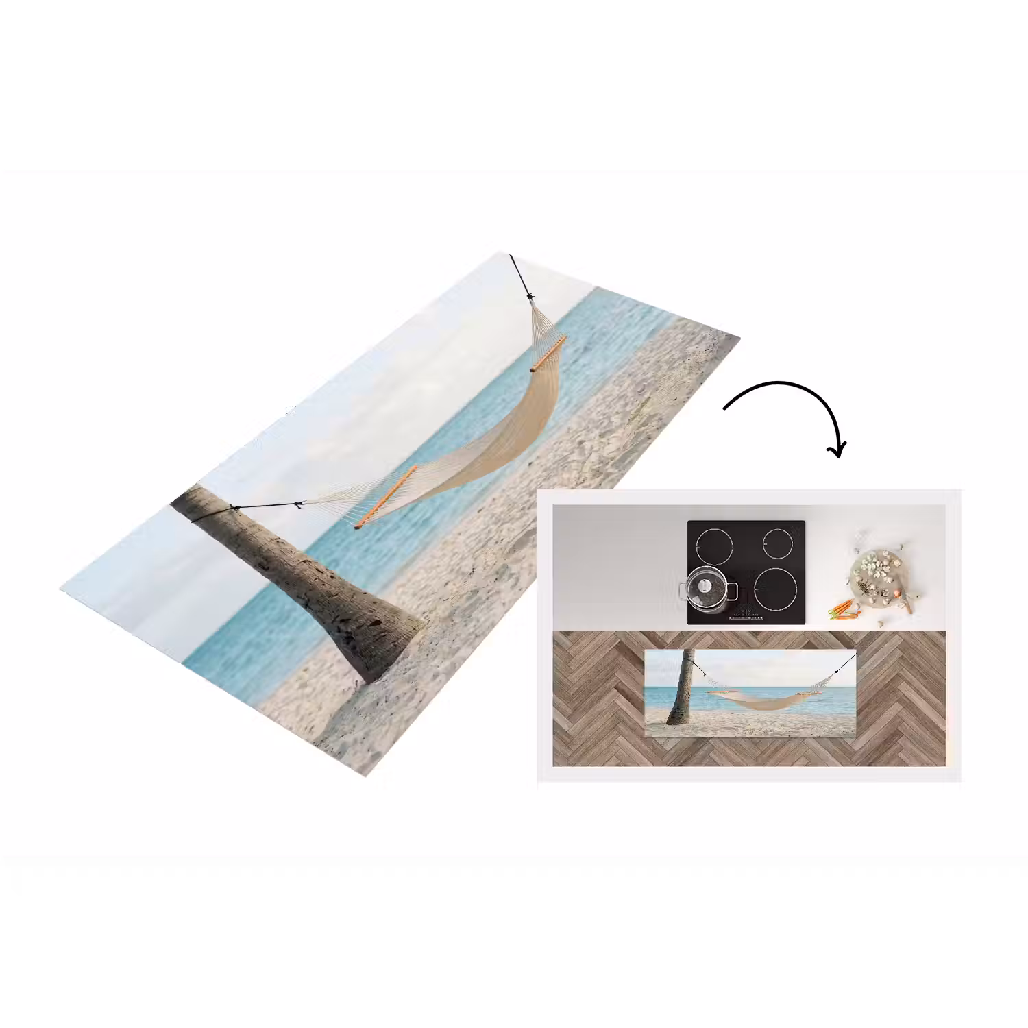 Hangmat - Strand - Wit Keukenloper - keukenmat middel -3d