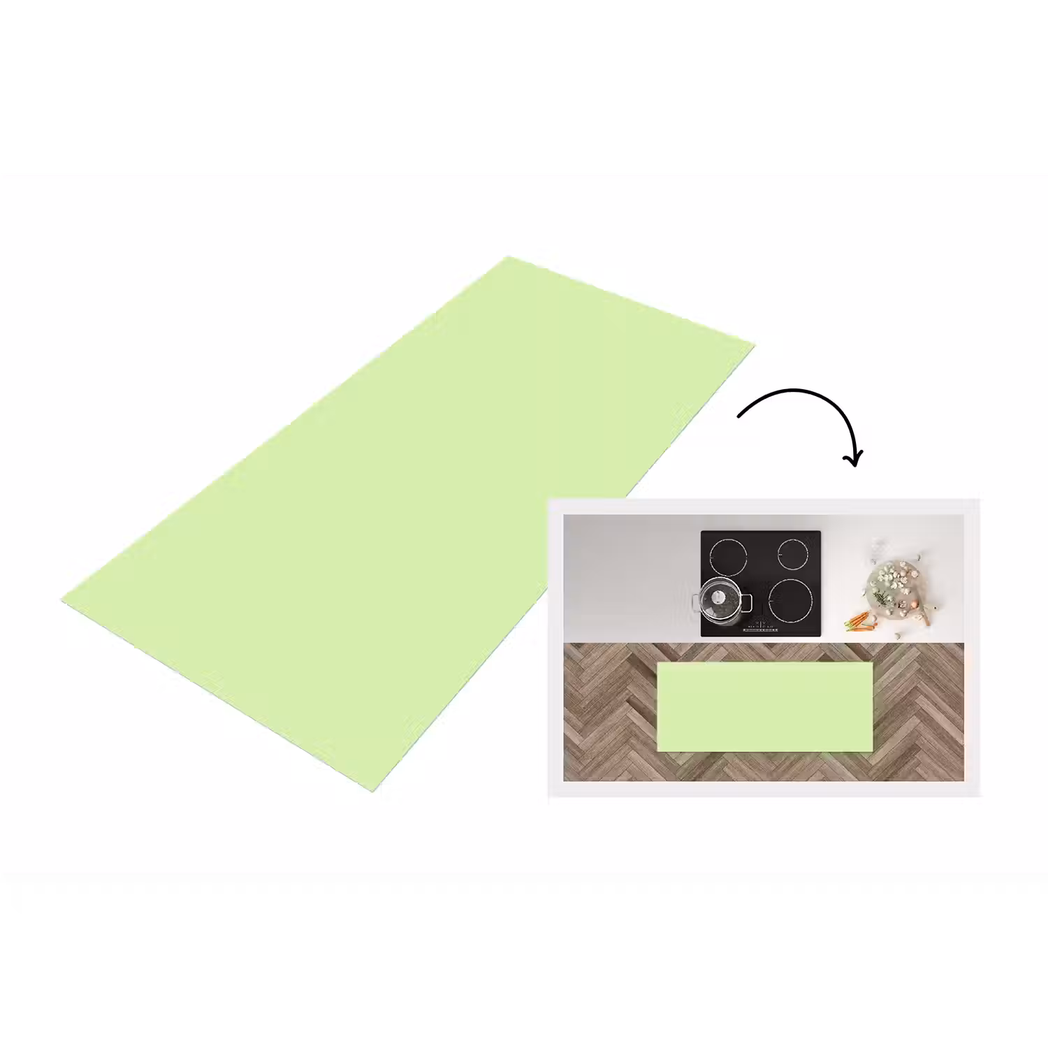 Light - Lime - Groen Keukenloper - keukenmat middel 536 -3d