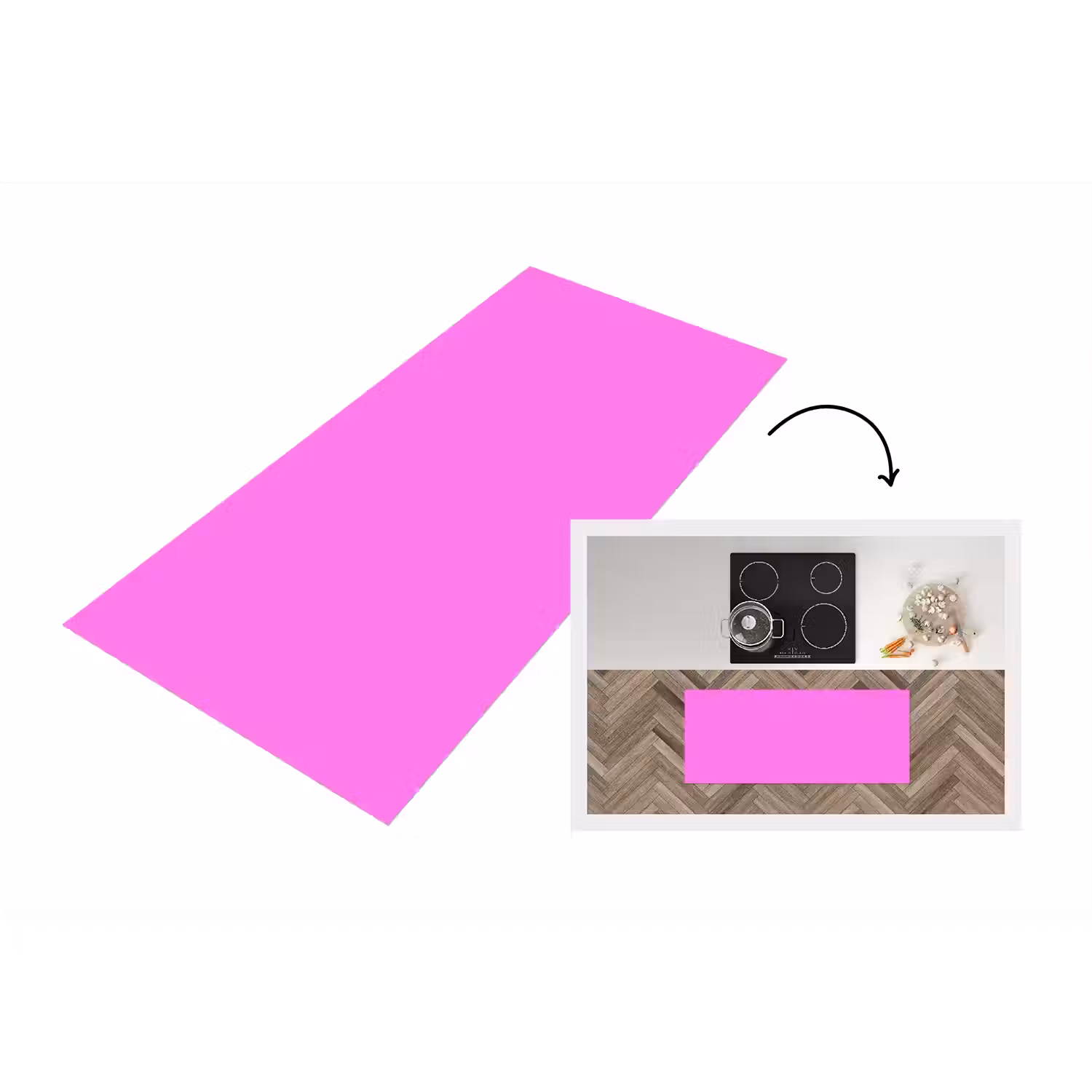 Bright - Orchid - Roze Keukenloper - keukenmat middel 536 -3d