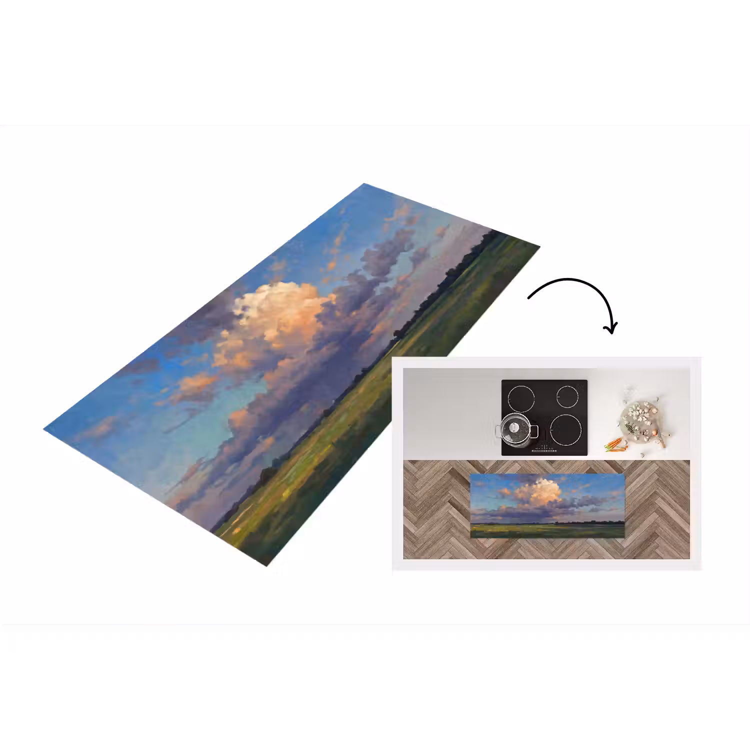 Lucht - Wolken - Landschap - Modern - Oranje Keukenloper - keukenmat middel -3d