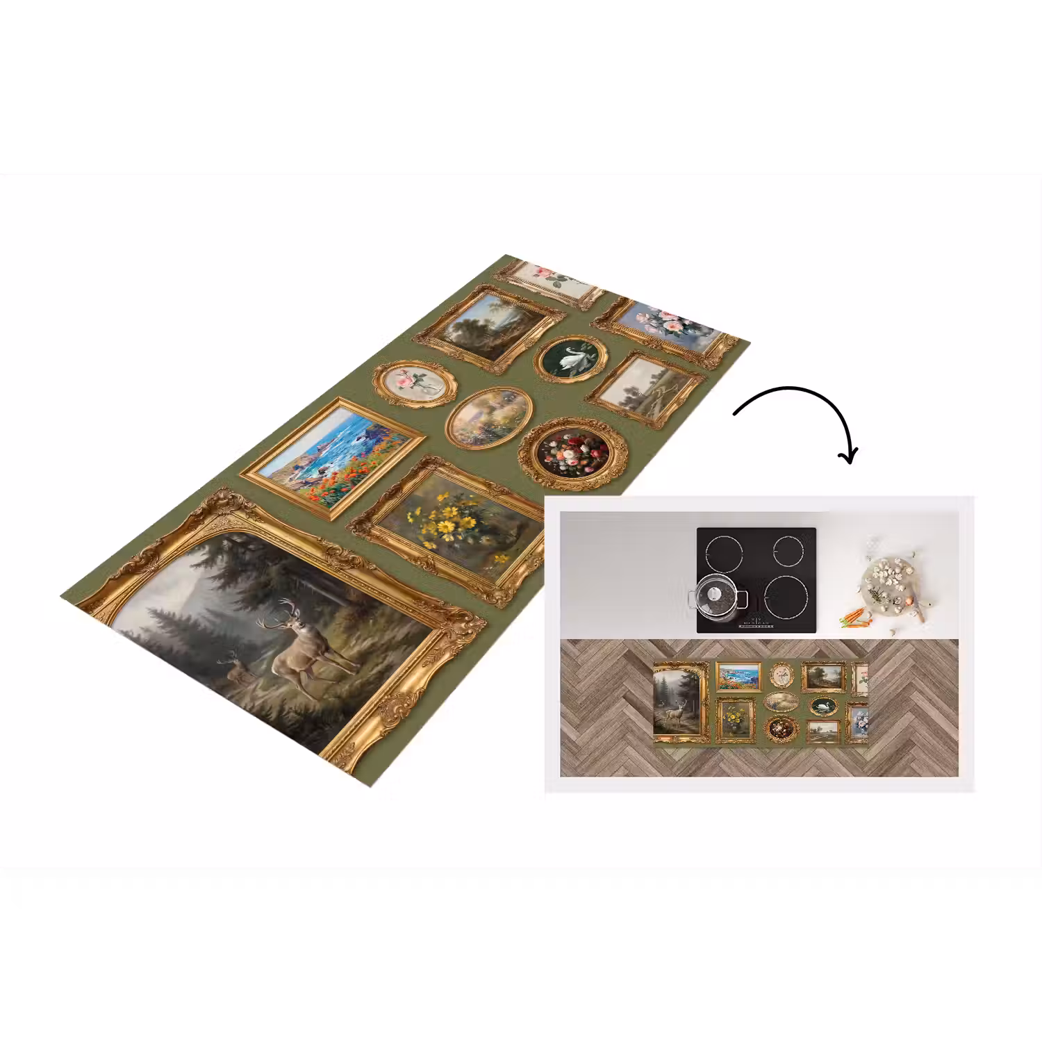 Hert - Bos - Natuur - Klassiek - Dieren Keukenloper - keukenmat middel -3d